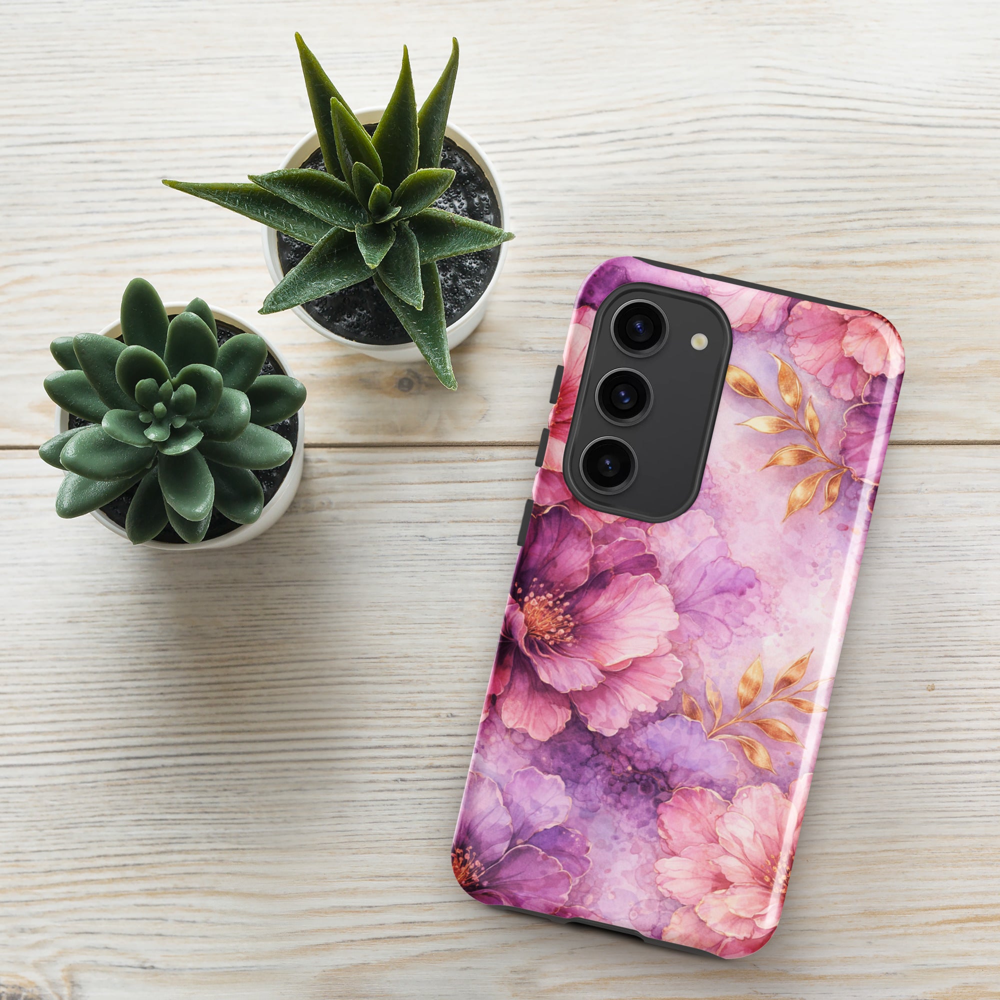 Pink Watercolor Floral Tough Case for Samsung Galaxy S23