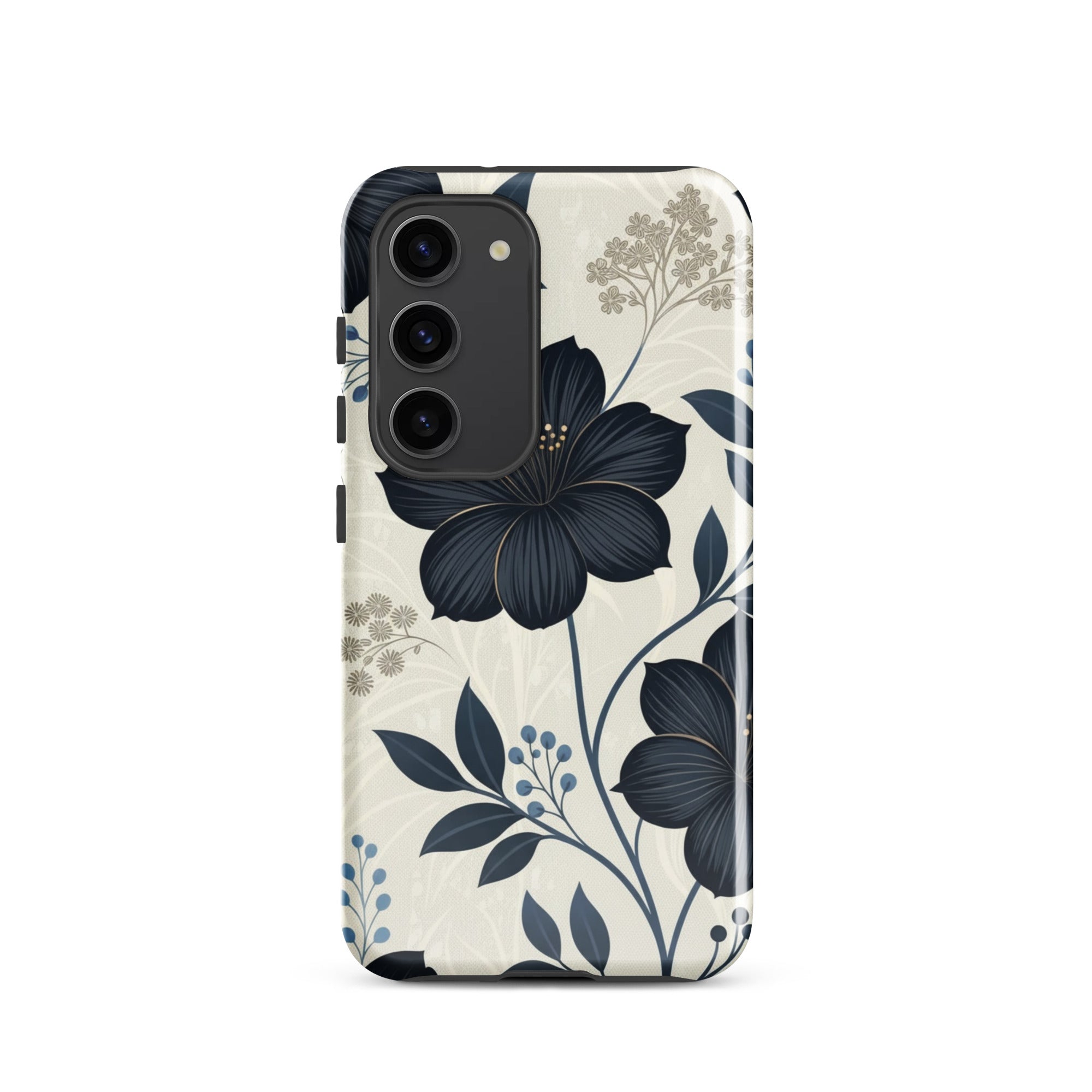 Elegant Blue Floral Tough Case for Samsung Galaxy S23