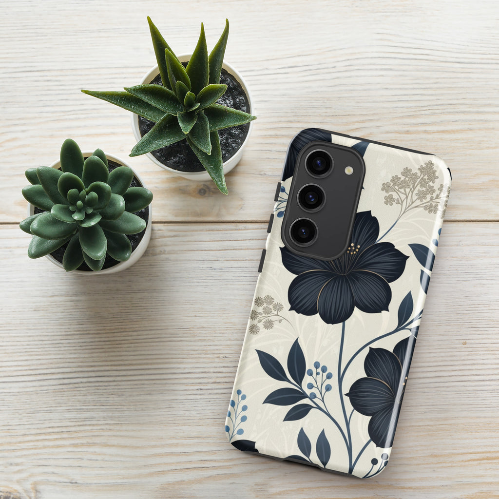 Elegant Blue Floral Tough Case for Samsung Galaxy S23