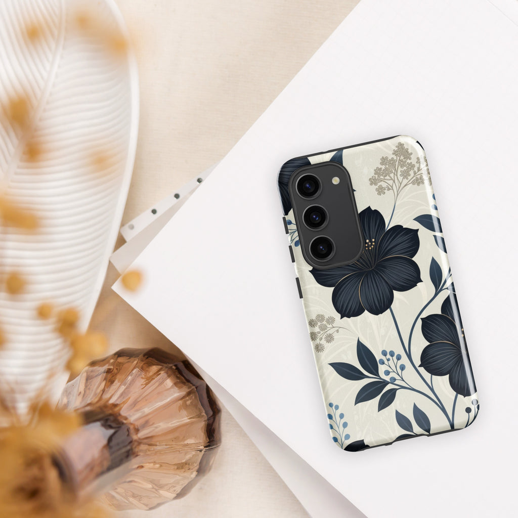 Elegant Blue Floral Tough Case for Samsung Galaxy S23