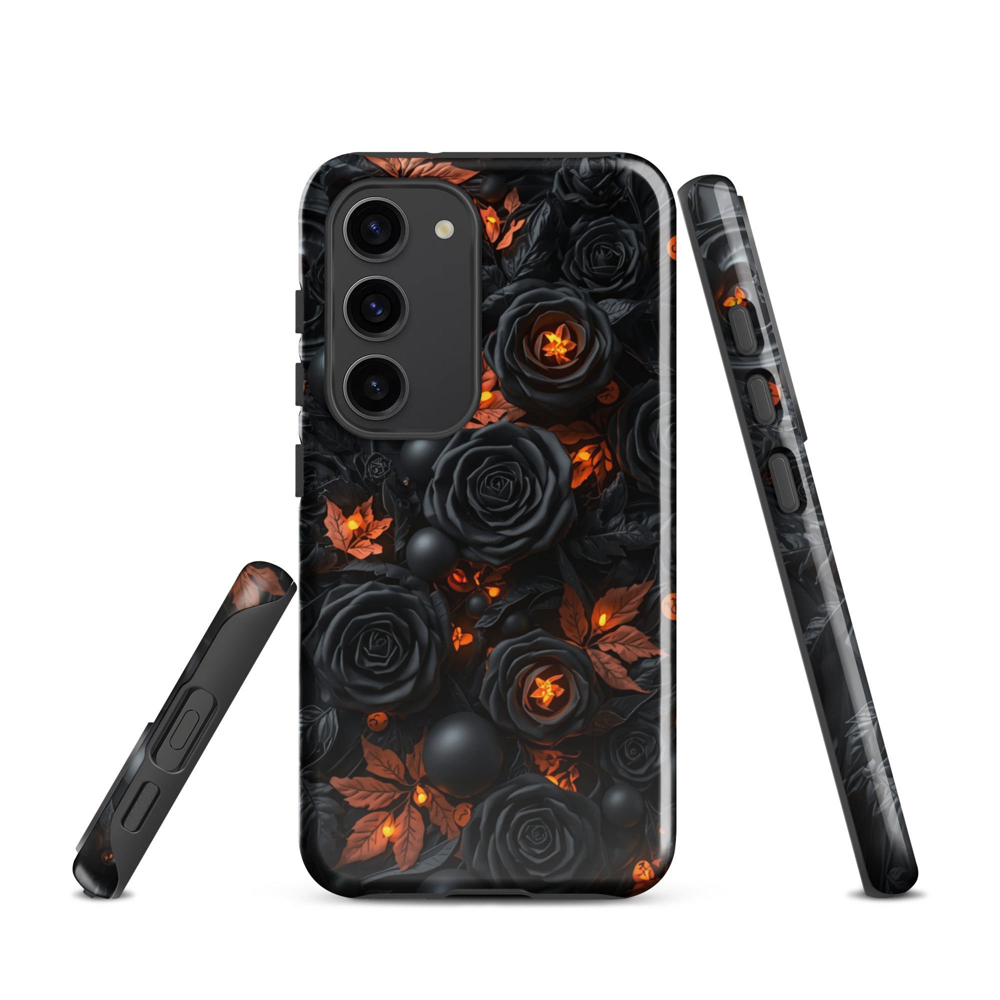 Dark Floral Glow Tough Case for Samsung Galaxy S23