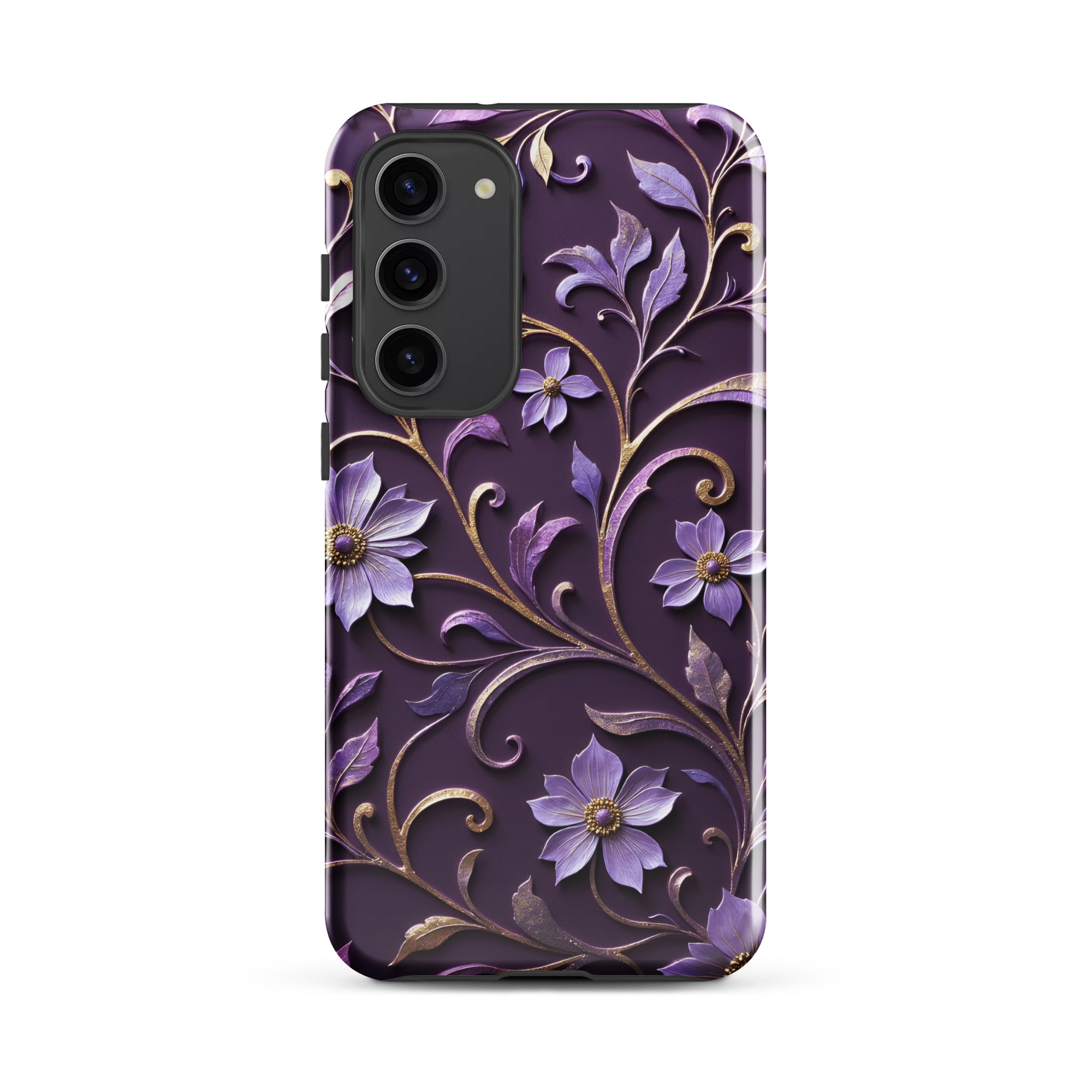 Royal Violet Filigree Tough Case for Samsung Galaxy S23 Plus – Dual Layer Protective Phone Case (Glossy or Matte)