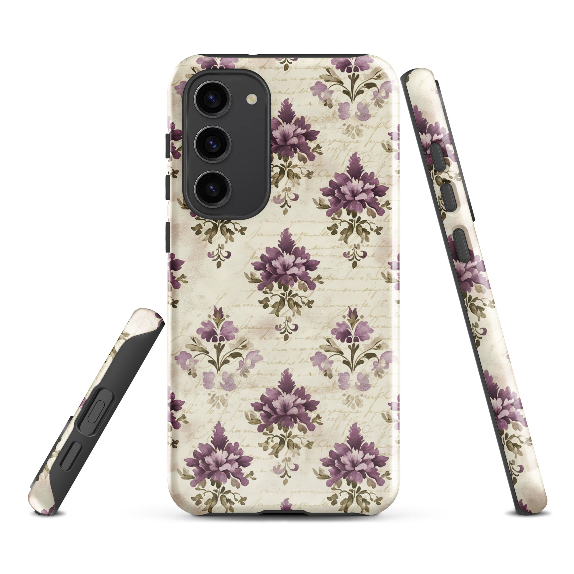 Vintage Floral Damask Tough Case for Samsung Galaxy S23 Plus – Dual Layer Protective Phone Case (Glossy or Matte)