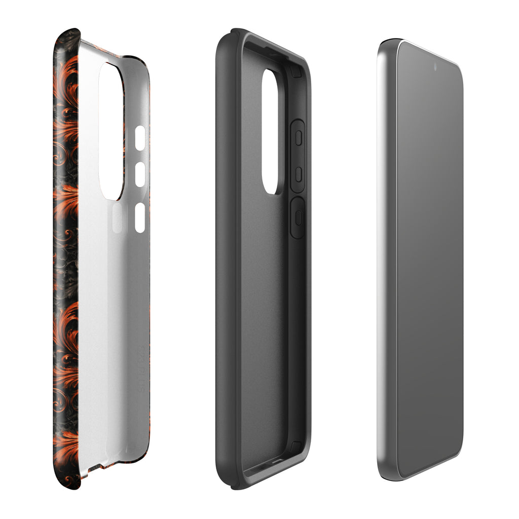 Burnt Orange Filigree Tough Case for Samsung Galaxy S23 Plus – Dual Layer Protective Phone Case (Glossy or Matte)