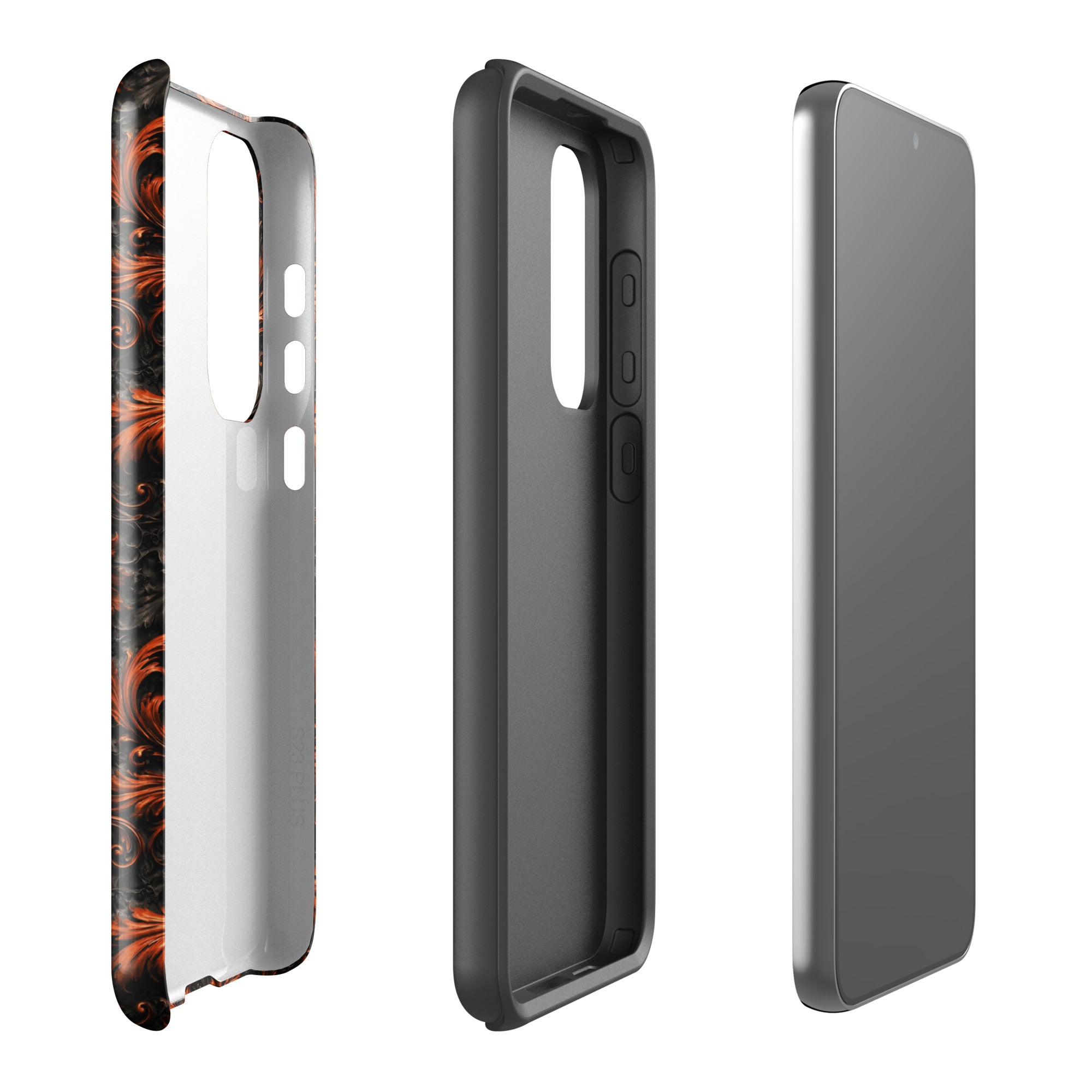 Burnt Orange Filigree Tough Case for Samsung Galaxy S23 Plus – Dual Layer Protective Phone Case (Glossy or Matte)