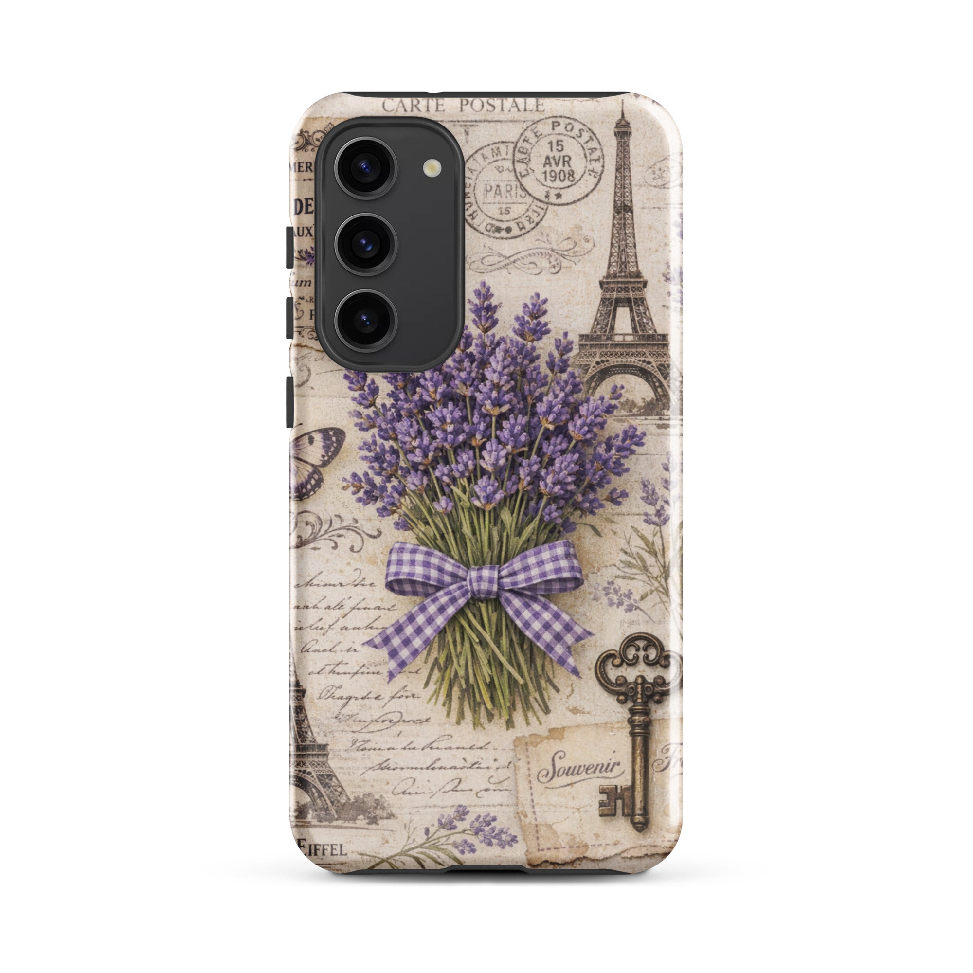 Vintage Paris Lavender Tough Case for Samsung Galaxy S23 Plus – Dual Layer Protective Phone Case (Glossy or Matte)