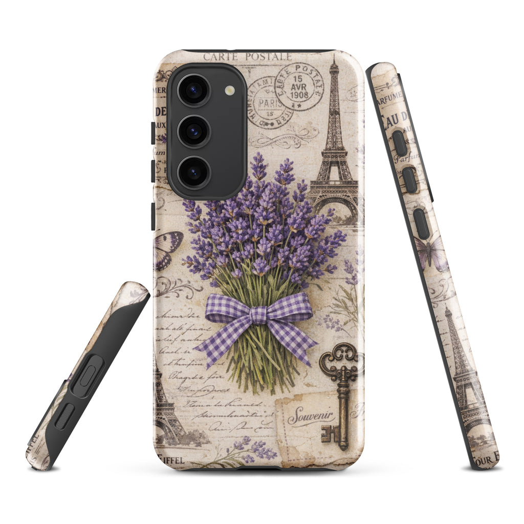 Vintage Paris Lavender Tough Case for Samsung Galaxy S23 Plus – Dual Layer Protective Phone Case (Glossy or Matte)