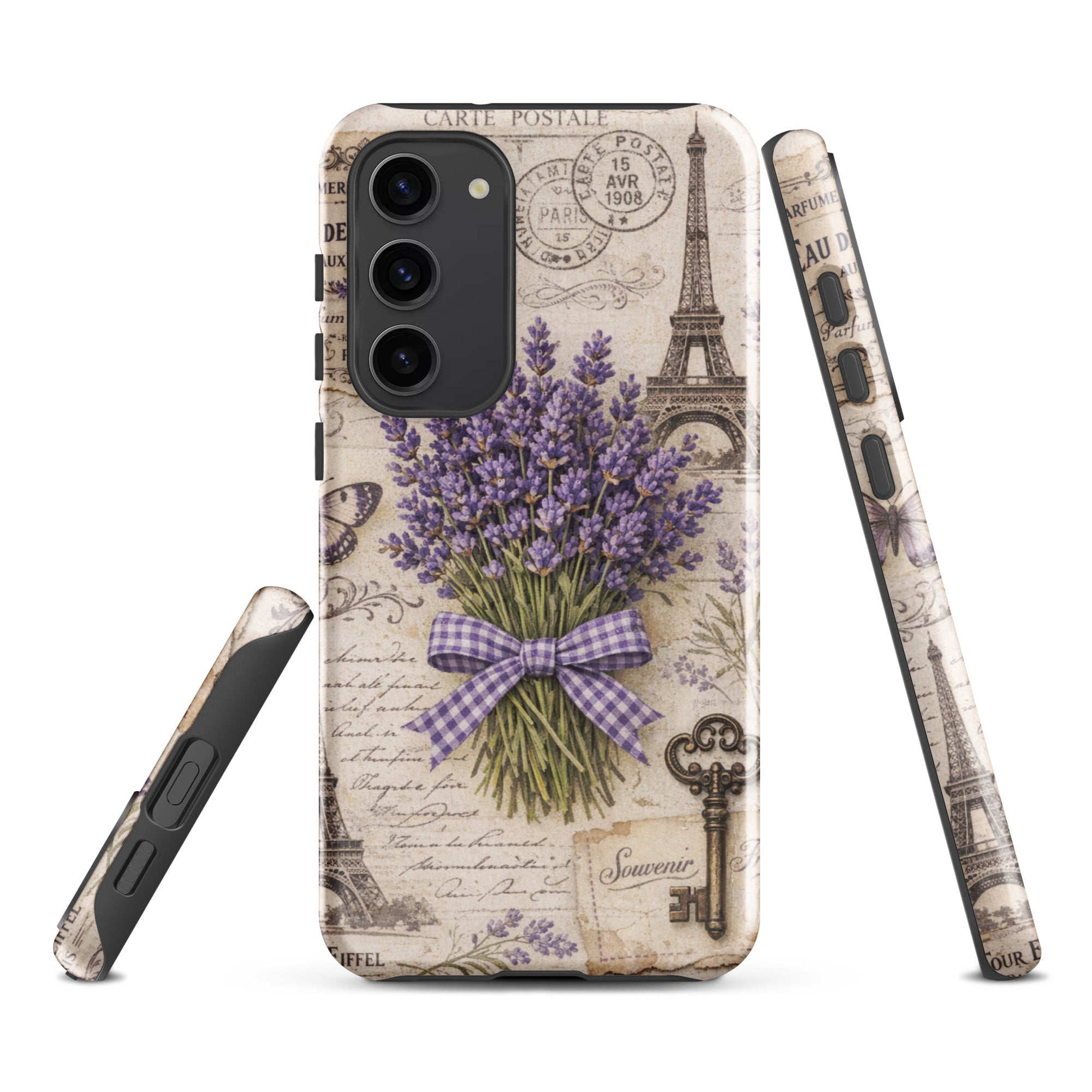 Vintage Paris Lavender Tough Case for Samsung Galaxy S23 Plus – Dual Layer Protective Phone Case (Glossy or Matte)
