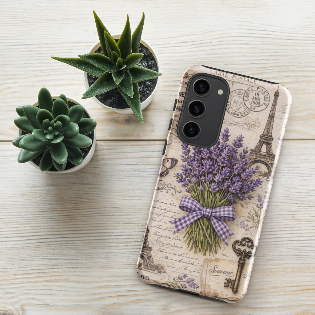 Vintage Paris Lavender Tough Case for Samsung Galaxy S23 Plus – Dual Layer Protective Phone Case (Glossy or Matte)
