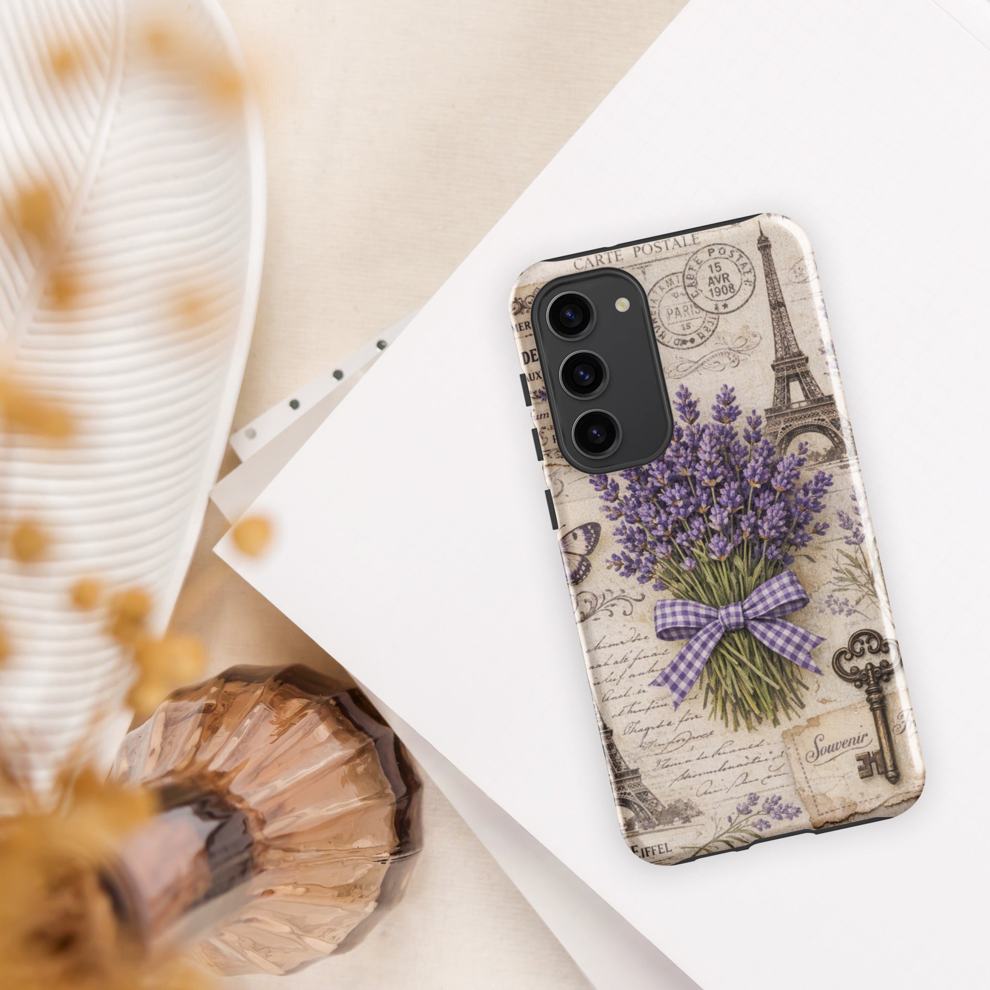 Vintage Paris Lavender Tough Case for Samsung Galaxy S23 Plus – Dual Layer Protective Phone Case (Glossy or Matte)