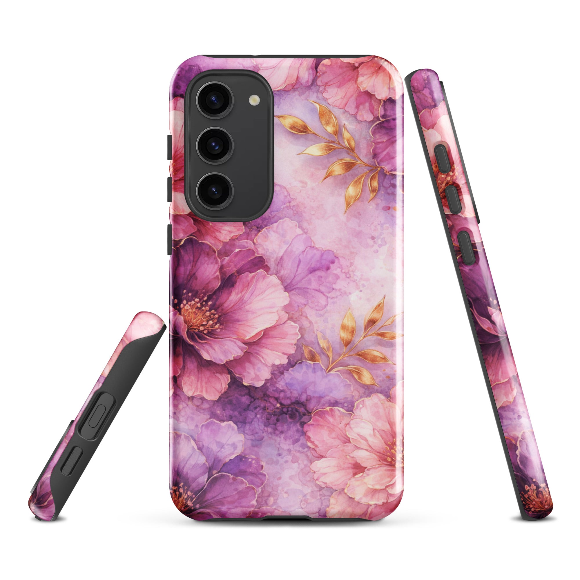 Pink Watercolor Floral Tough Case for Samsung Galaxy S23 Plus