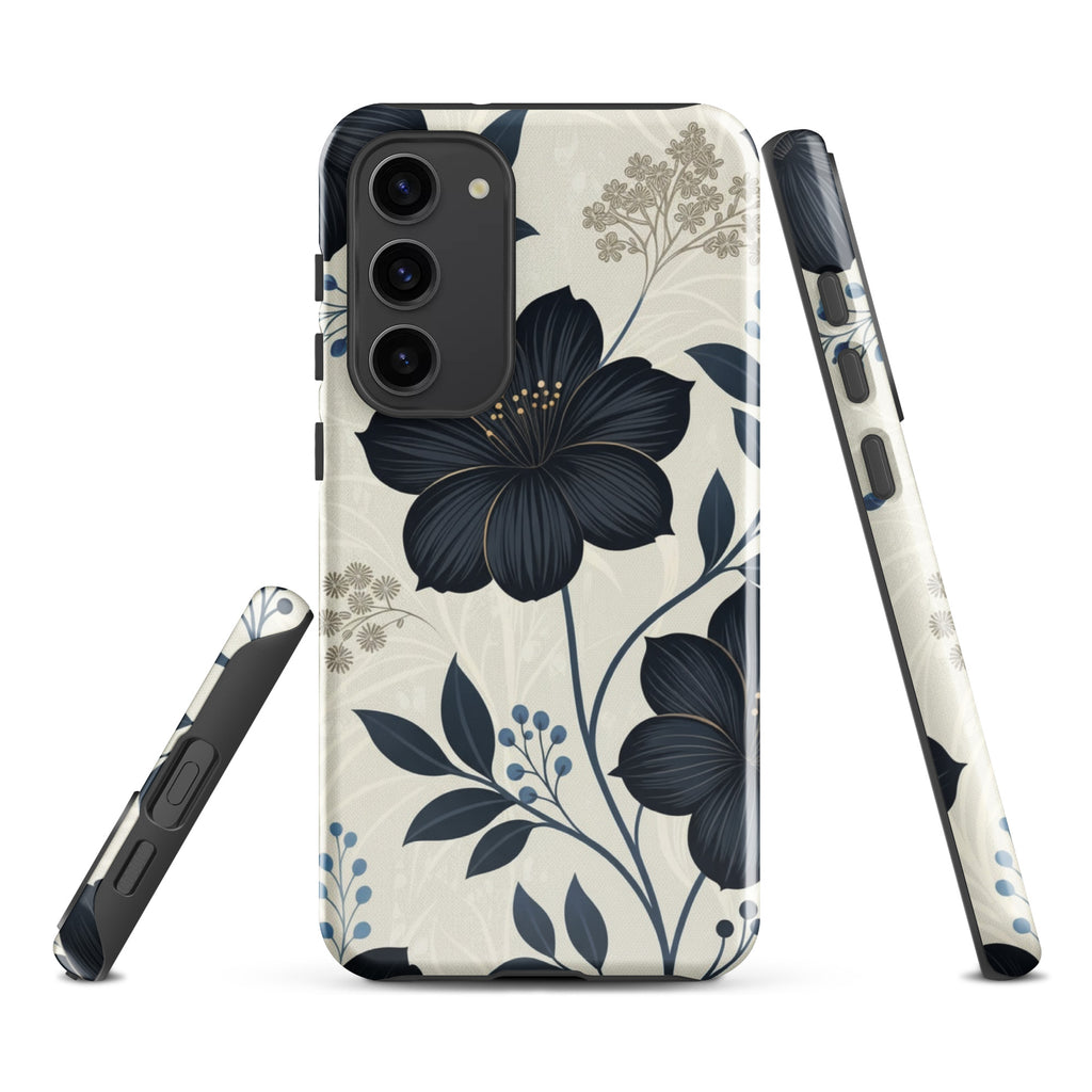 Elegant Blue Floral Tough Case for Samsung Galaxy S23 Plus