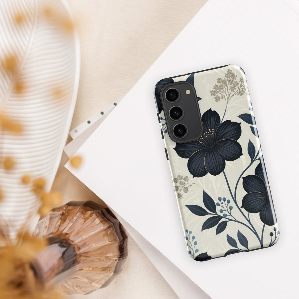 Elegant Blue Floral Tough Case for Samsung Galaxy S23 Plus