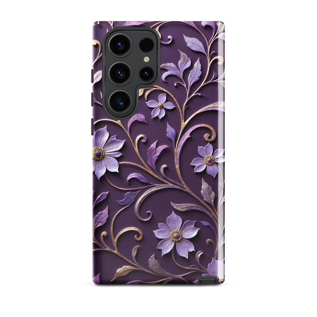 Royal Violet Filigree Tough Case for Samsung Galaxy S23 Ultra – Dual Layer Protective Phone Case (Glossy or Matte)