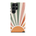 Retro Sunrise Tough Case for Samsung Galaxy S22 Ultra – Dual Layer Protective Phone Case (Glossy or Matte)