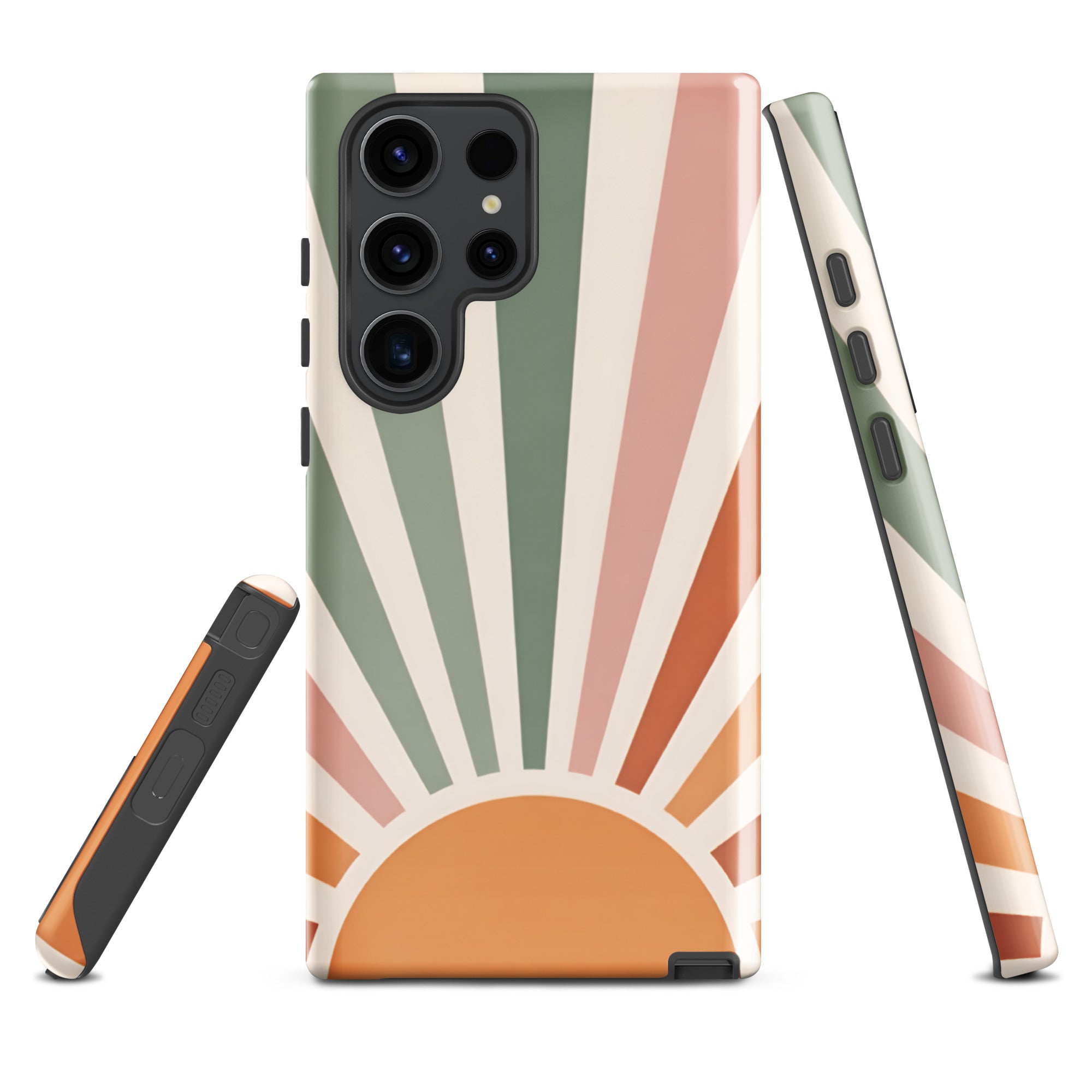 Retro Sunrise Tough Case for Samsung Galaxy S22 Ultra – Dual Layer Protective Phone Case (Glossy or Matte)