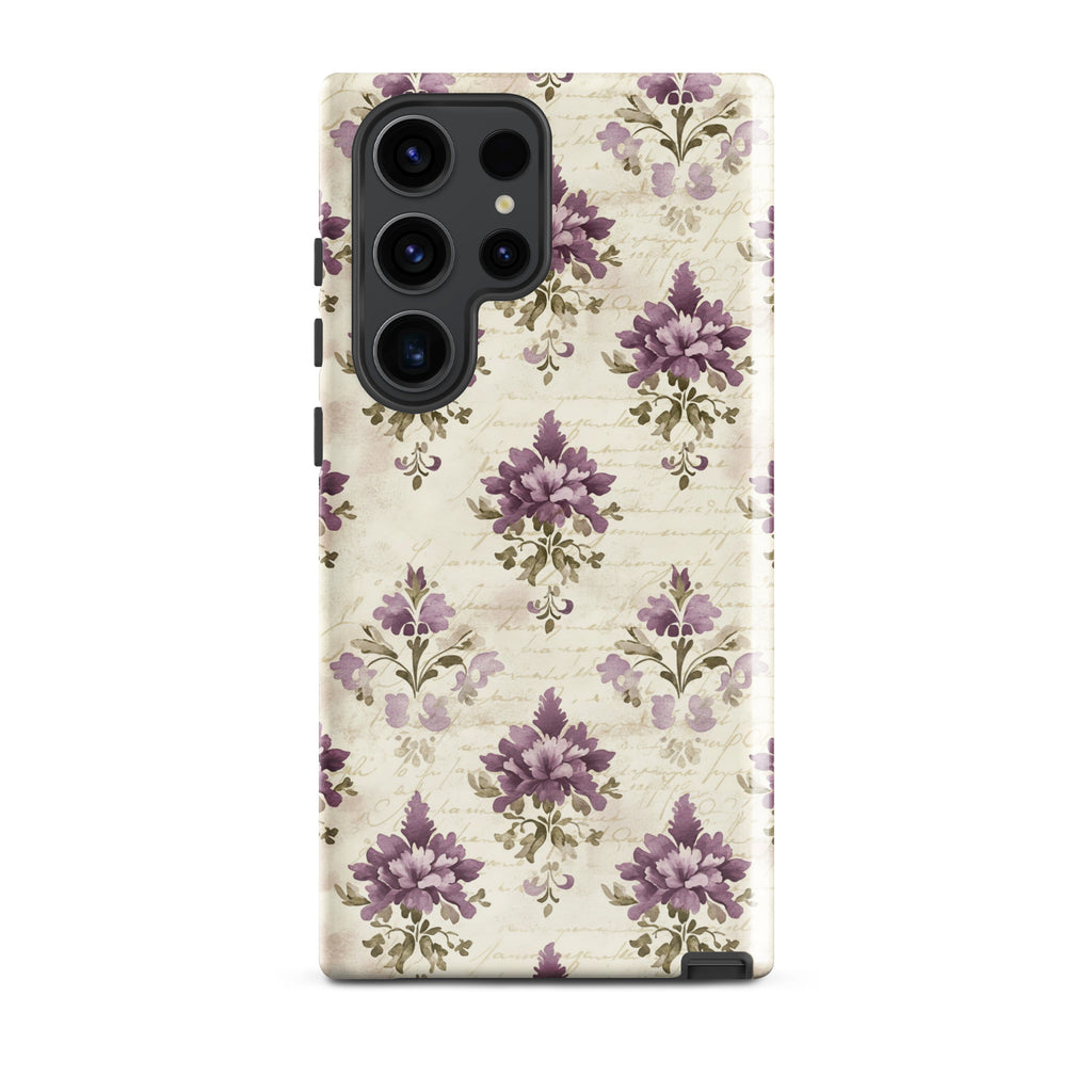 Vintage Floral Damask Tough Case for Samsung Galaxy S23 Ultra – Dual Layer Protective Phone Case (Glossy or Matte)