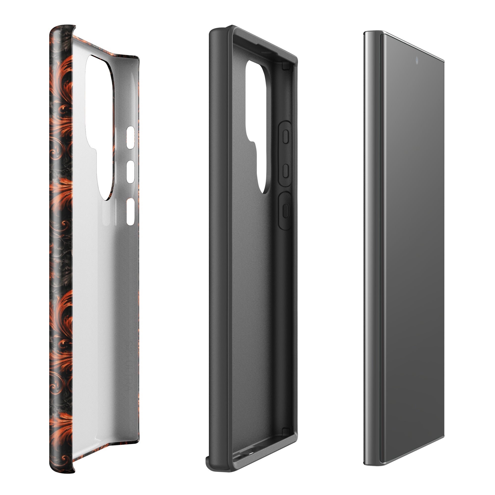 Burnt Orange Filigree Tough Case for Samsung Galaxy S23 Ultra – Dual Layer Protective Phone Case (Glossy or Matte)
