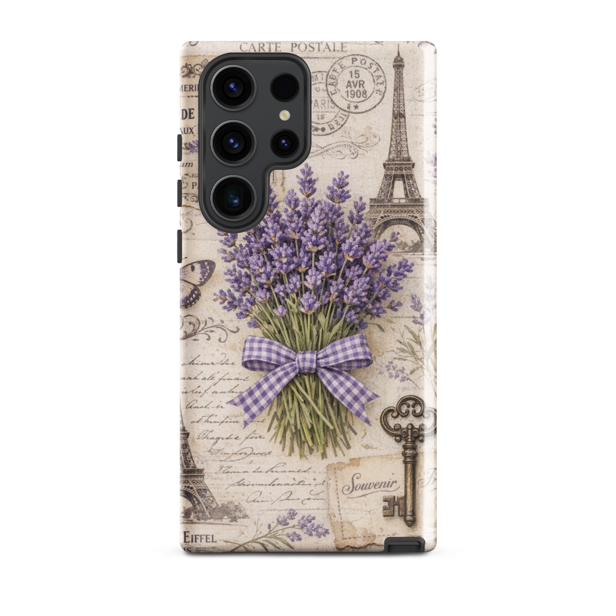 Vintage Paris Lavender Tough Case for Samsung Galaxy S23 Ultra – Dual Layer Protective Phone Case (Glossy or Matte)