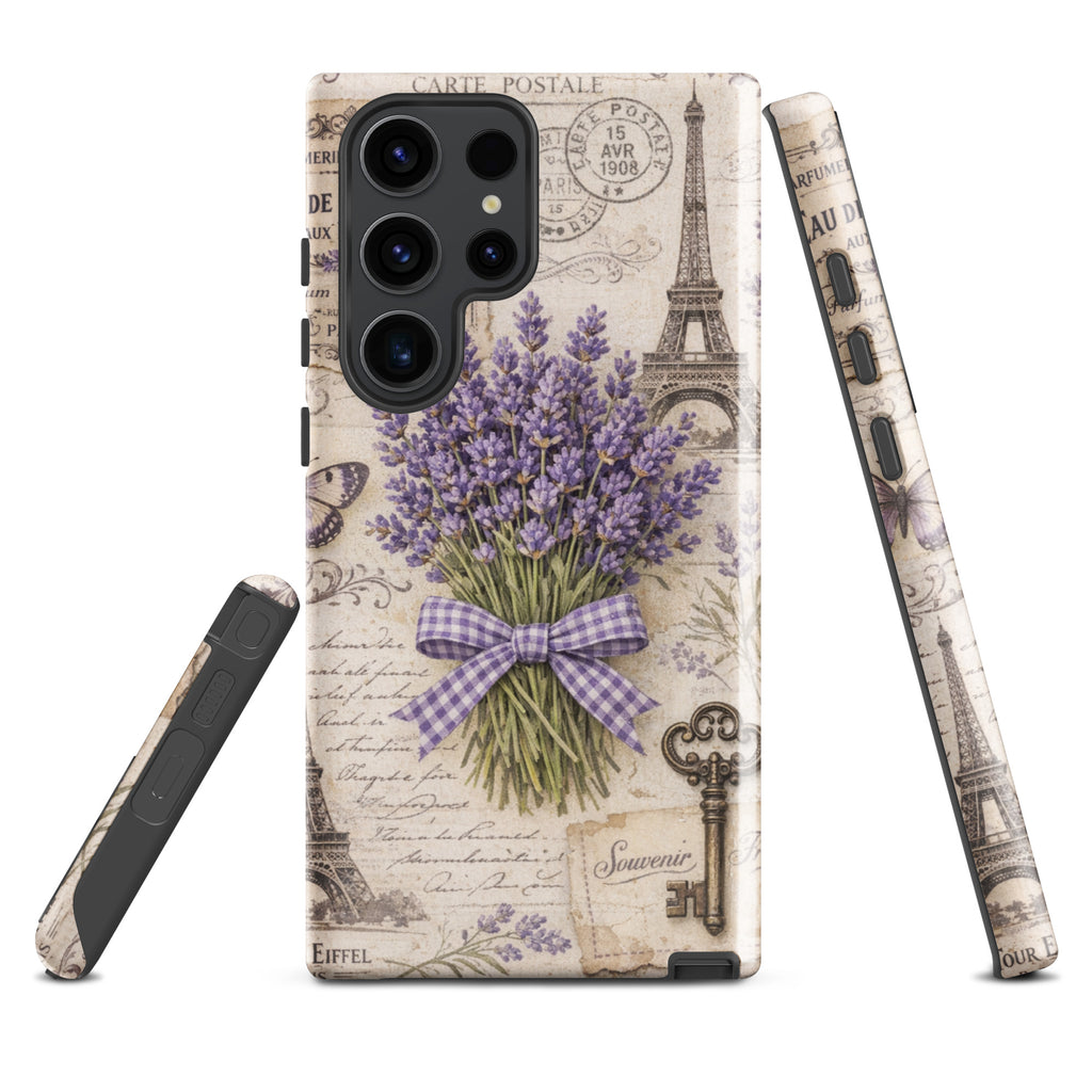 Vintage Paris Lavender Tough Case for Samsung Galaxy S23 Ultra – Dual Layer Protective Phone Case (Glossy or Matte)