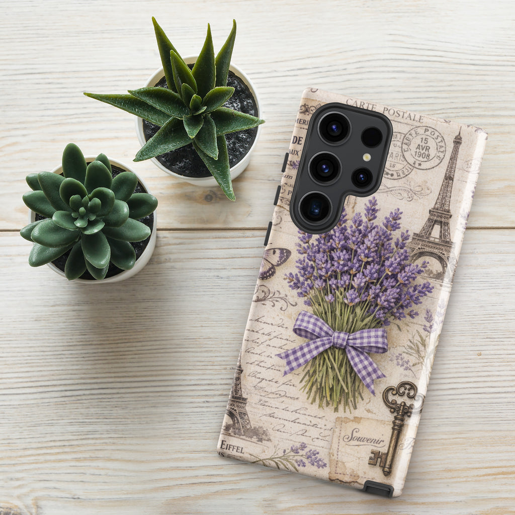 Vintage Paris Lavender Tough Case for Samsung Galaxy S23 Ultra – Dual Layer Protective Phone Case (Glossy or Matte)
