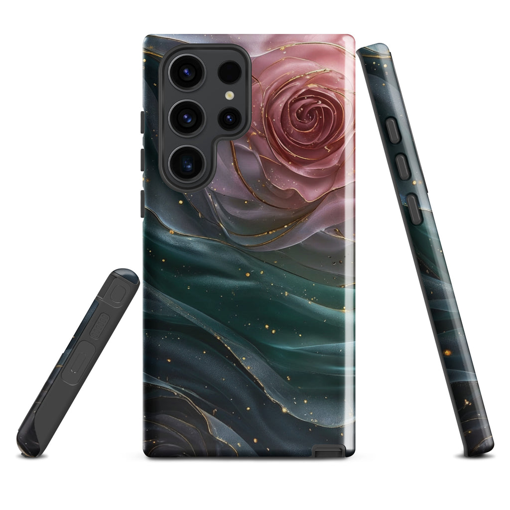 Elegant Rose Marble Tough Case for Samsung Galaxy S23 Ultra – Dual Layer Protective Phone Case (Glossy or Matte)
