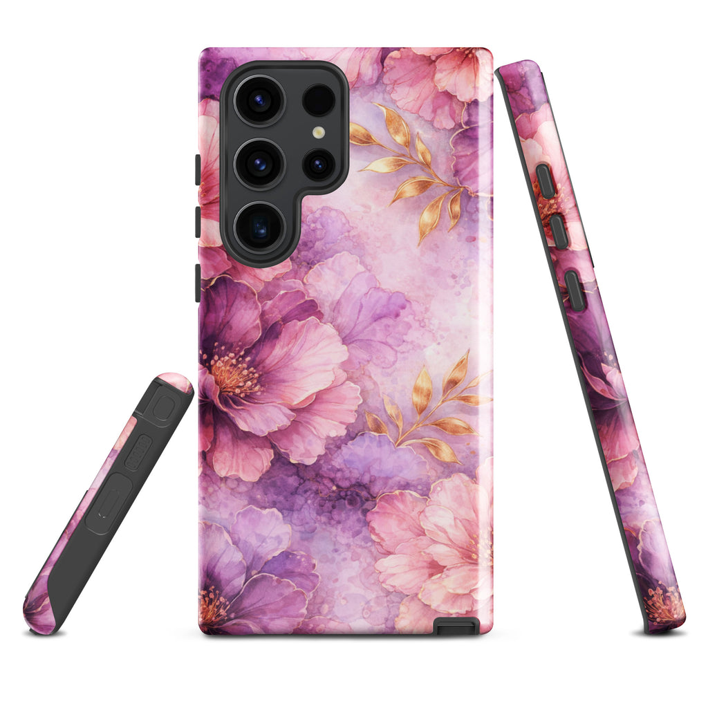 Pink Watercolor Floral Tough Case for Samsung Galaxy S23 Ultra