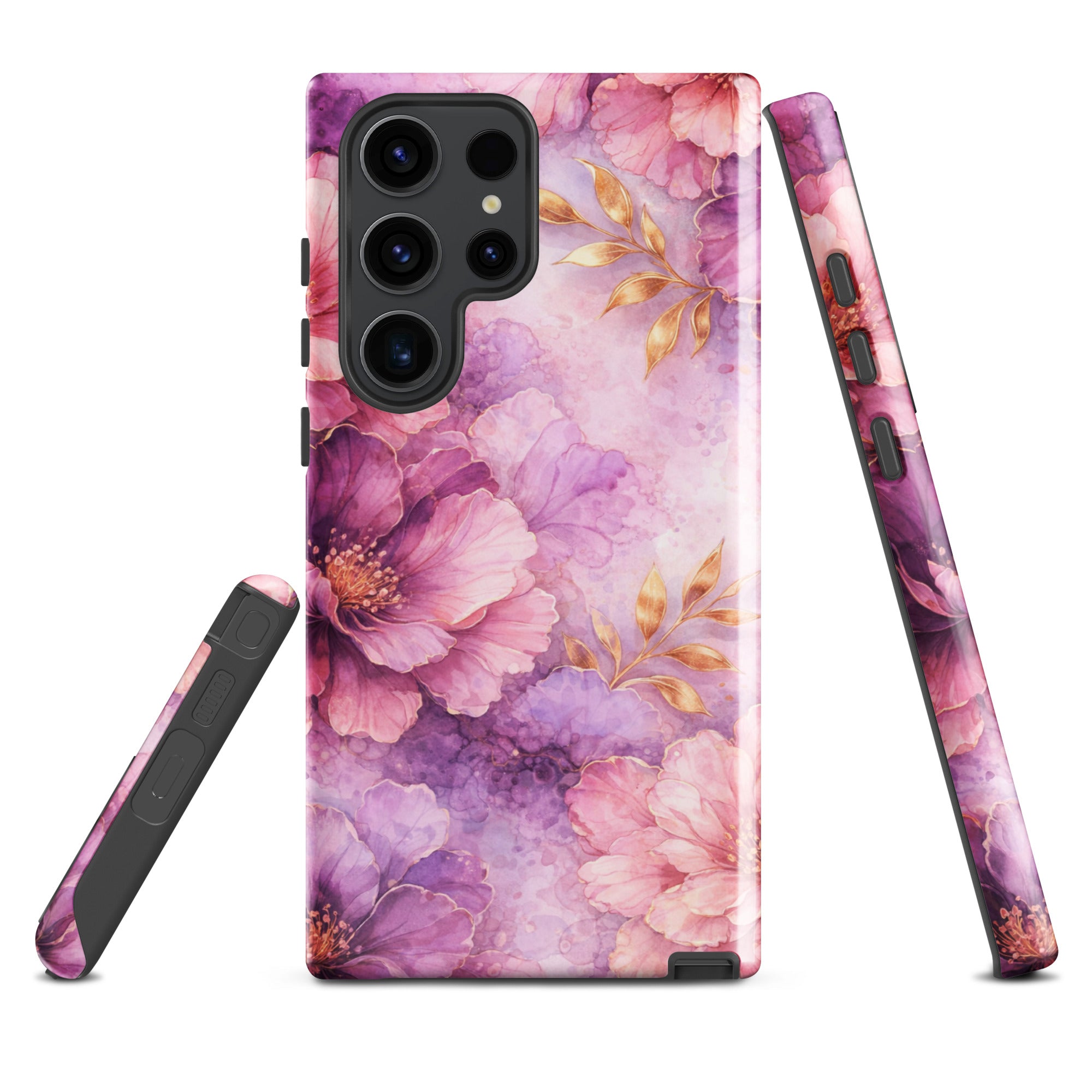 Pink Watercolor Floral Tough Case for Samsung Galaxy S23 Ultra