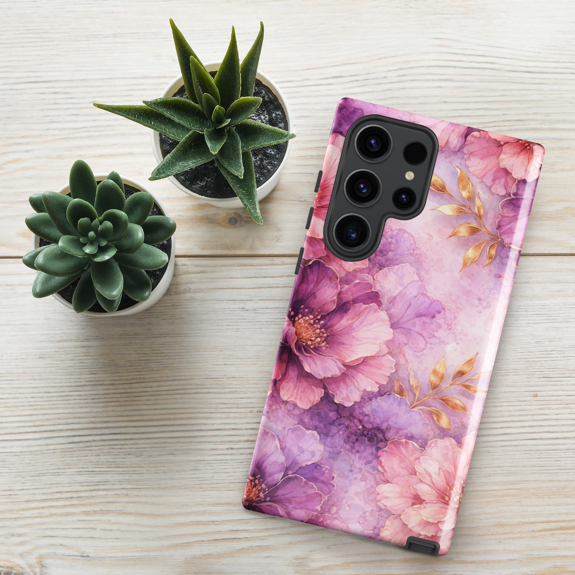 Pink Watercolor Floral Tough Case for Samsung Galaxy S23 Ultra