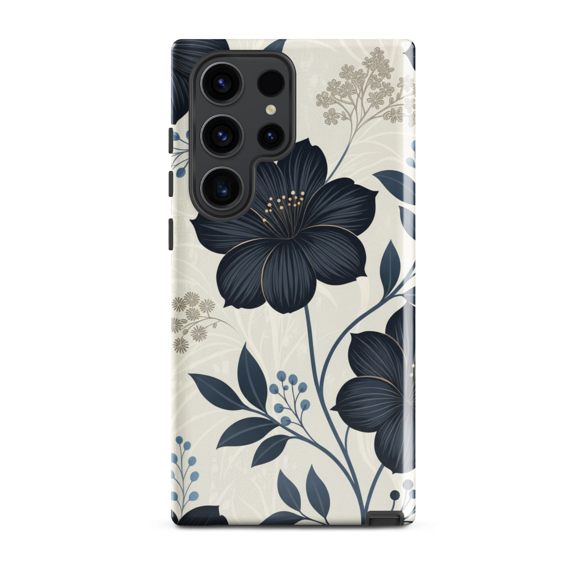 Elegant Blue Floral Tough Case for Samsung Galaxy S23 Ultra