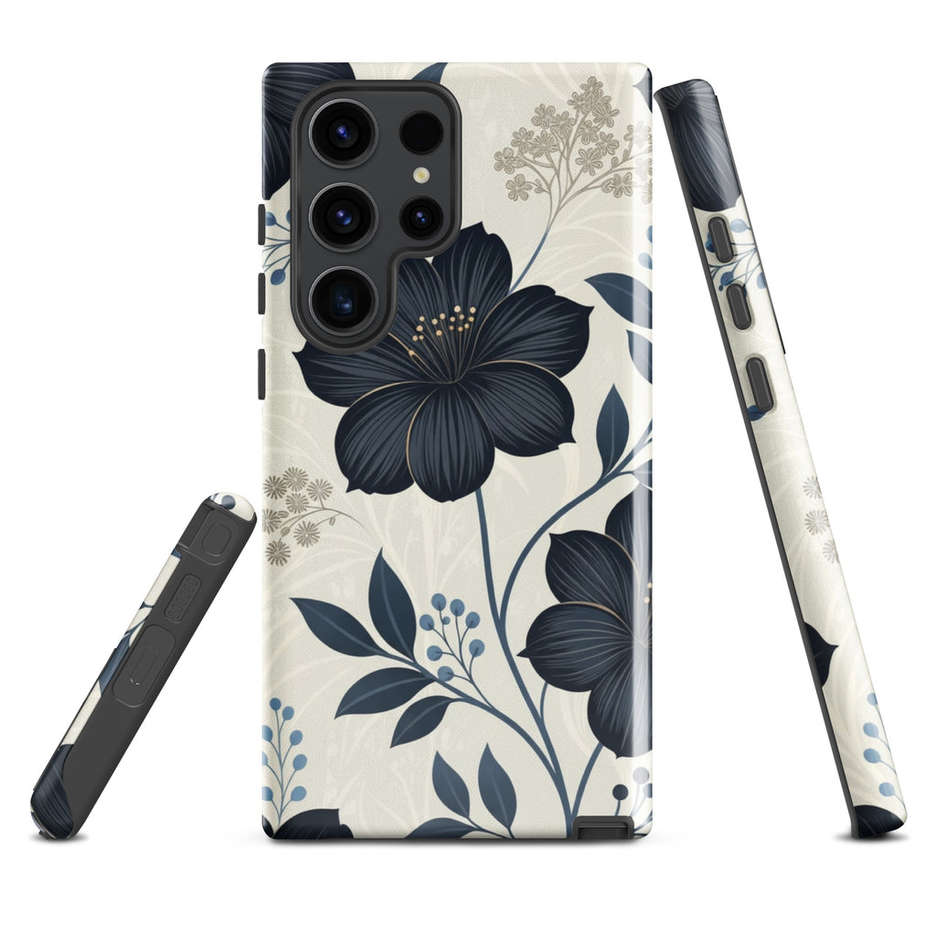 Elegant Blue Floral Tough Case for Samsung Galaxy S23 Ultra