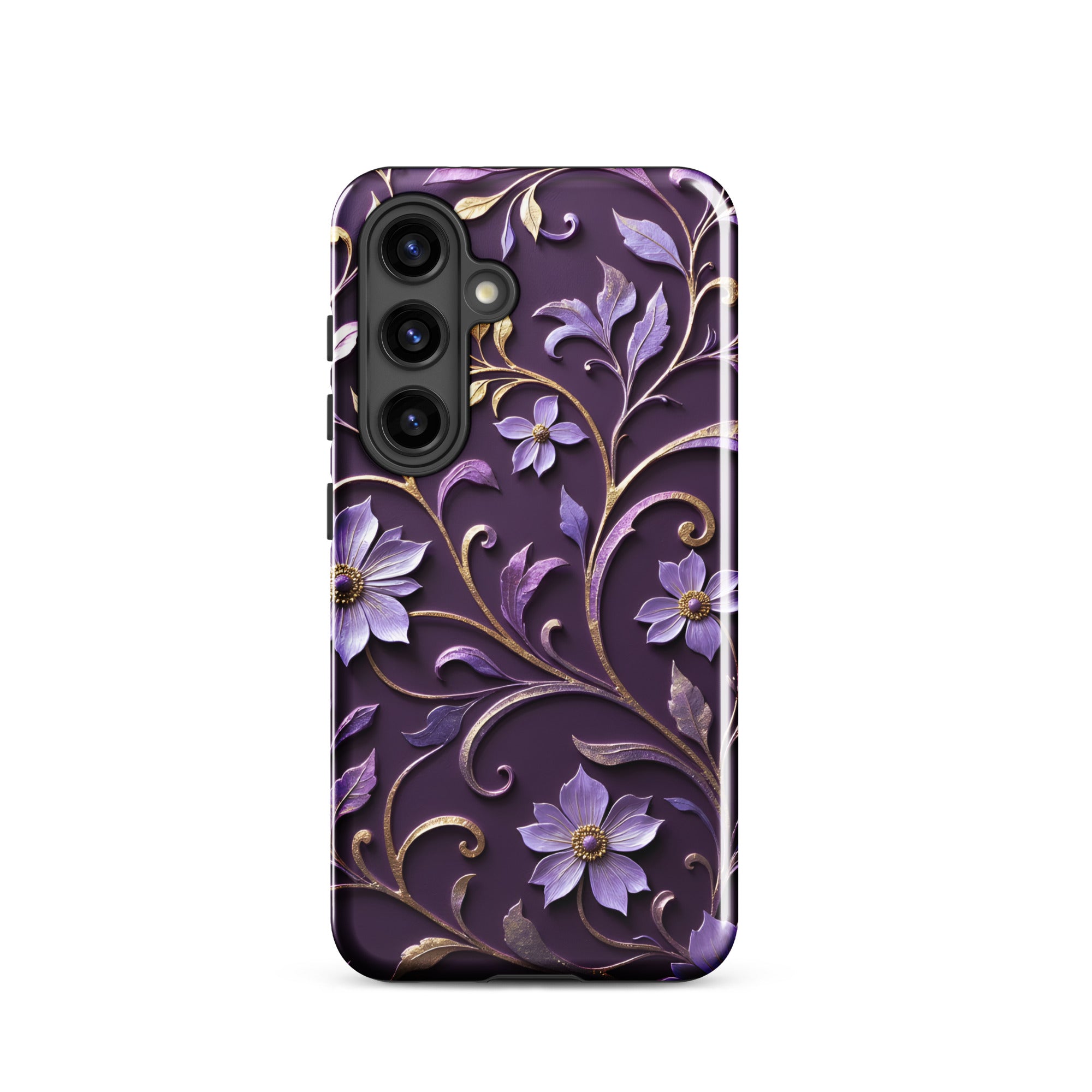 Royal Violet Filigree Tough Case for Samsung Galaxy S24 – Dual Layer Protective Phone Case (Glossy or Matte)