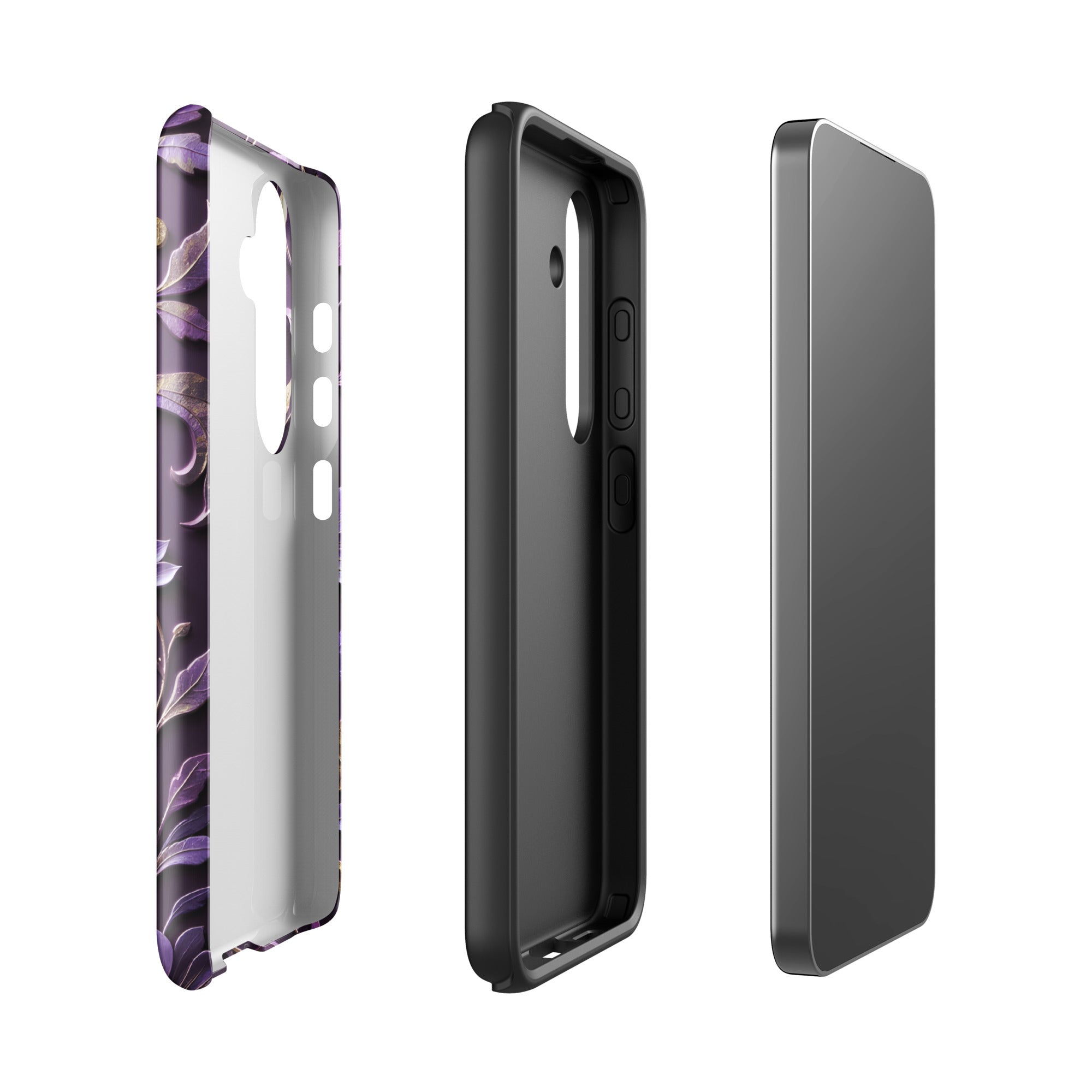 Royal Violet Filigree Tough Case for Samsung Galaxy S24 – Dual Layer Protective Phone Case (Glossy or Matte)
