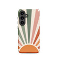 Retro Sunrise Tough Case for Samsung Galaxy S24 – Dual Layer Protective Phone Case (Glossy or Matte)