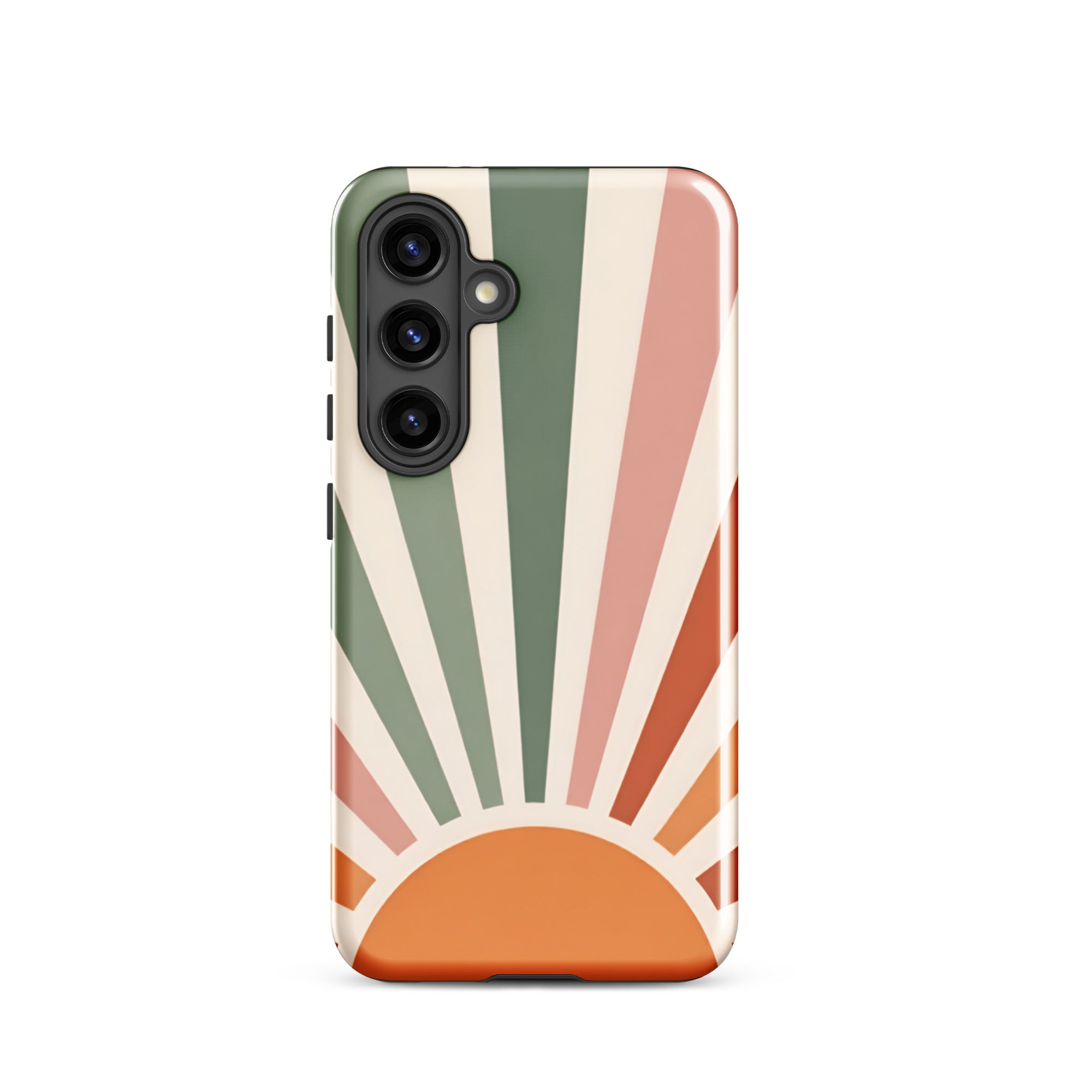 Retro Sunrise Tough Case for Samsung Galaxy S24 – Dual Layer Protective Phone Case (Glossy or Matte)