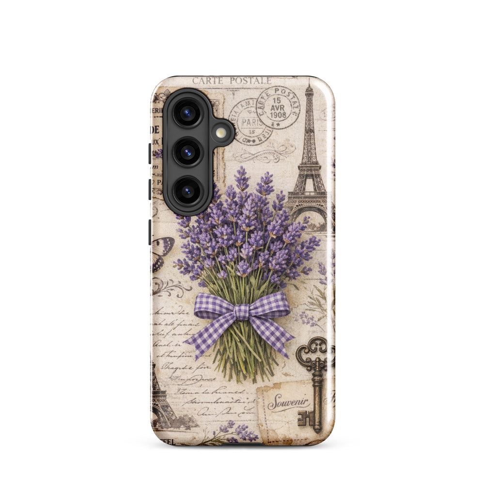 Vintage Paris Lavender Tough Case for Samsung Galaxy S24 – Dual Layer Protective Phone Case (Glossy or Matte)