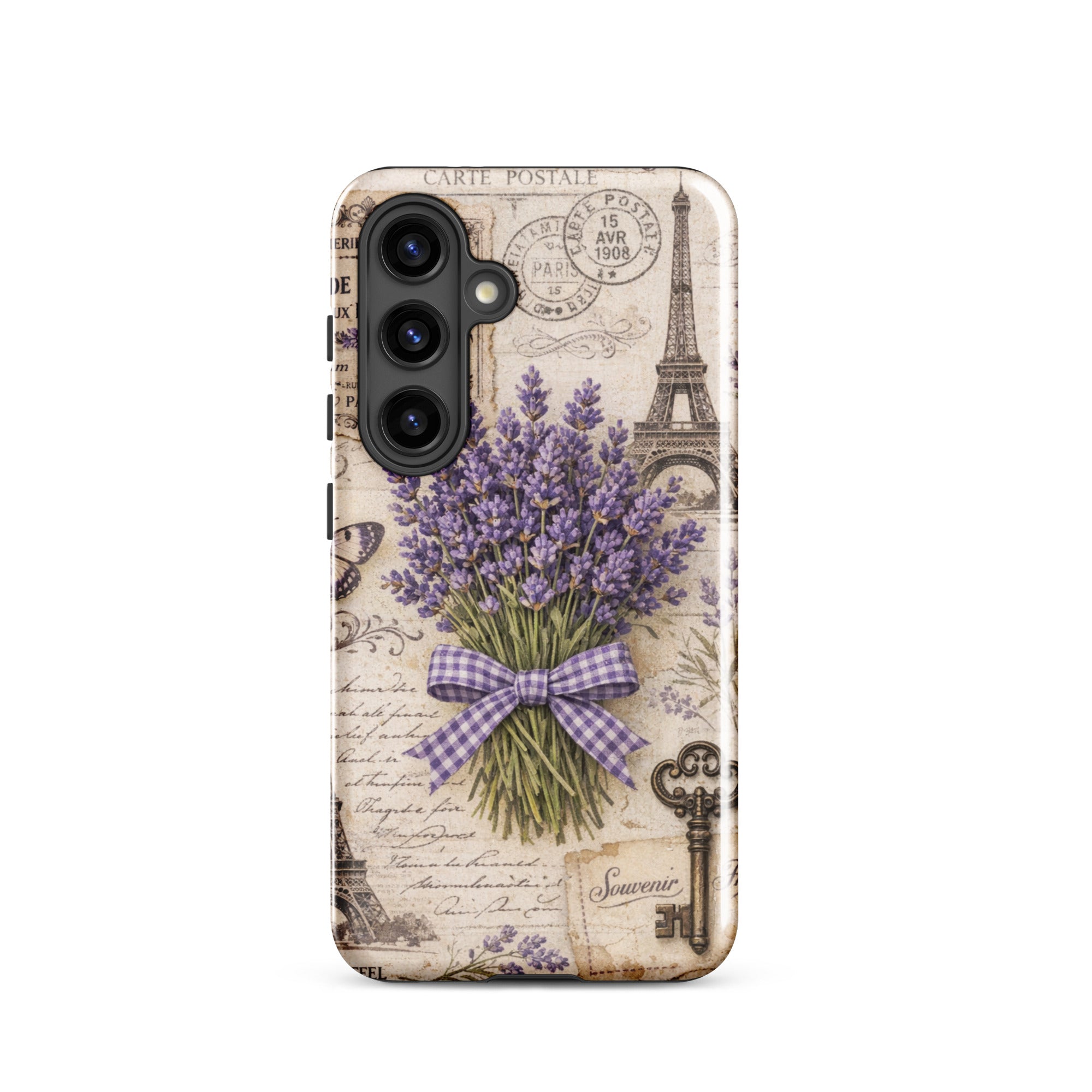 Vintage Paris Lavender Tough Case for Samsung Galaxy S24 – Dual Layer Protective Phone Case (Glossy or Matte)