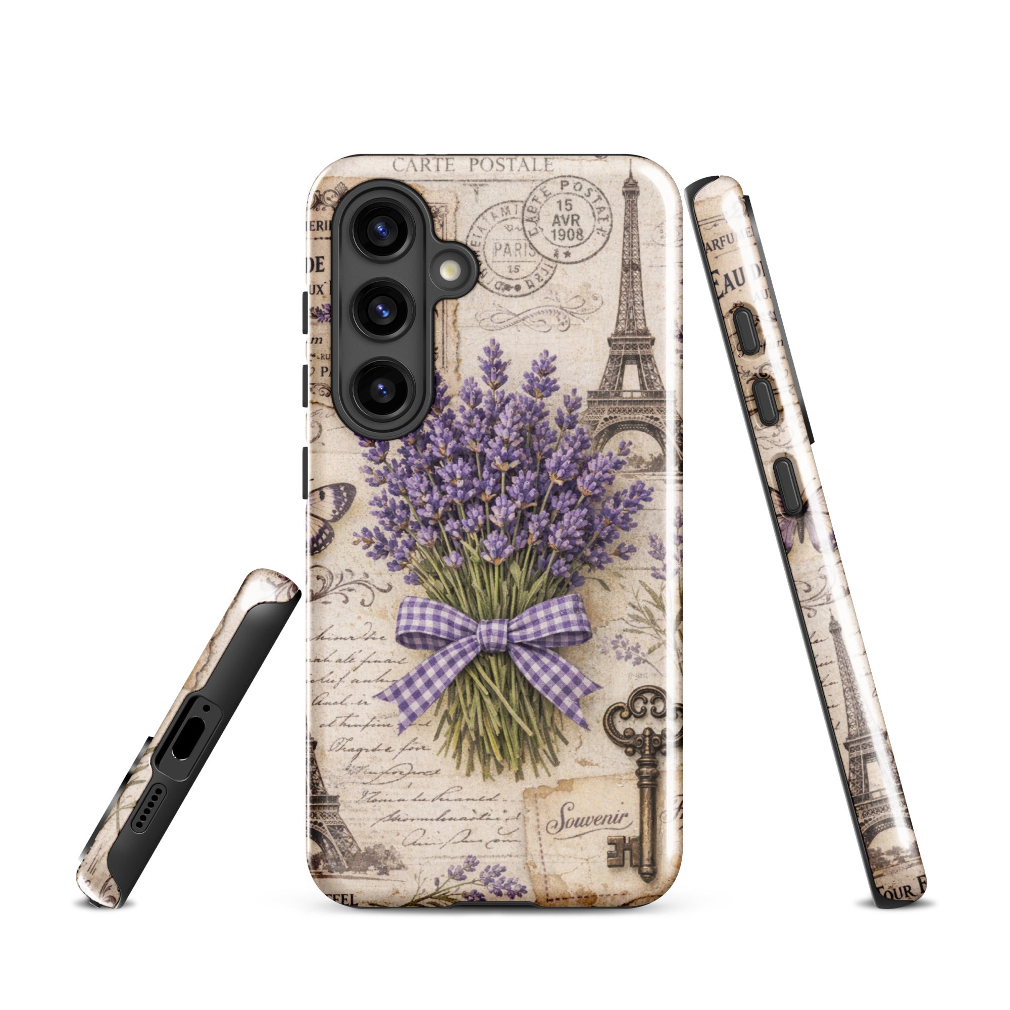Vintage Paris Lavender Tough Case for Samsung Galaxy S24 – Dual Layer Protective Phone Case (Glossy or Matte)