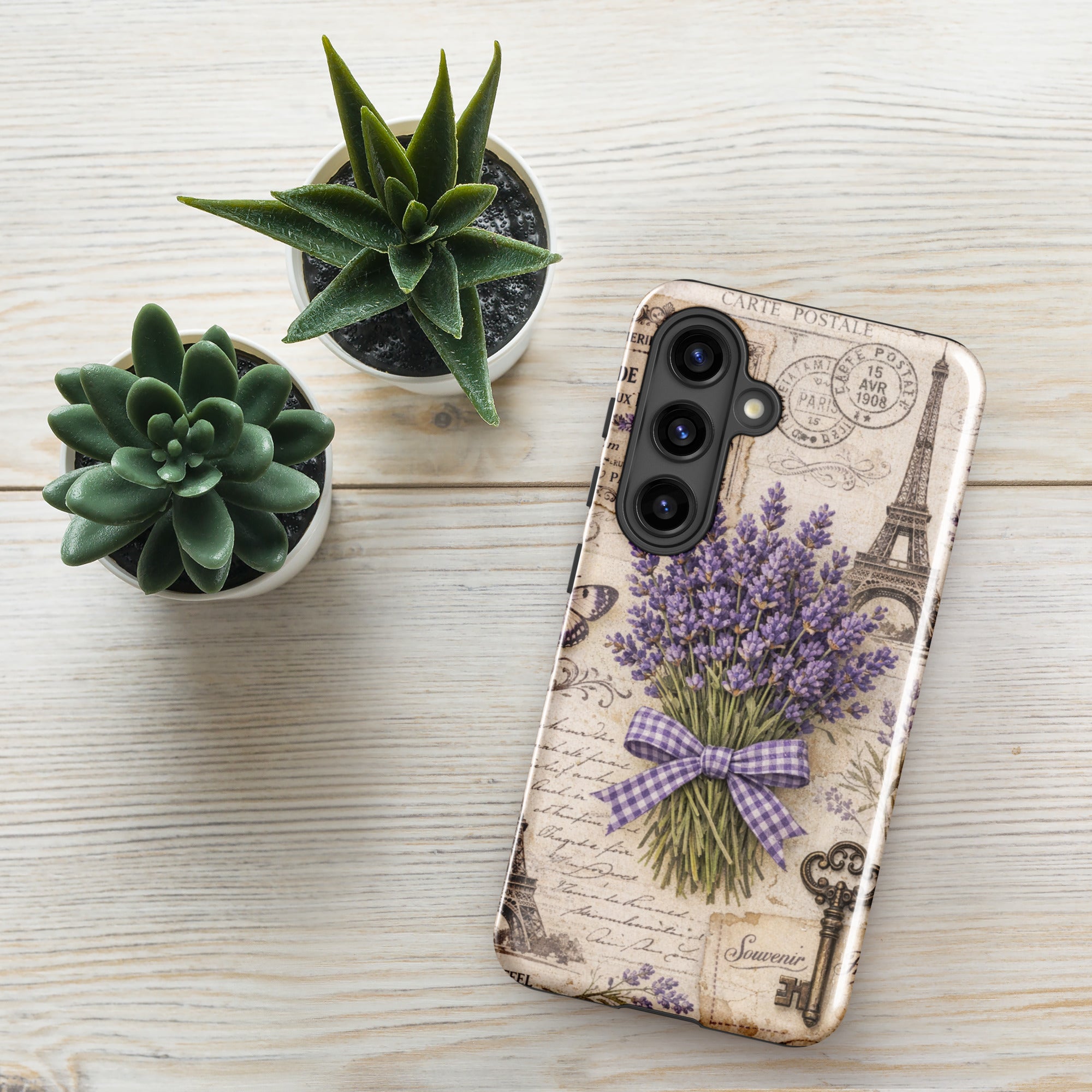 Vintage Paris Lavender Tough Case for Samsung Galaxy S24 – Dual Layer Protective Phone Case (Glossy or Matte)