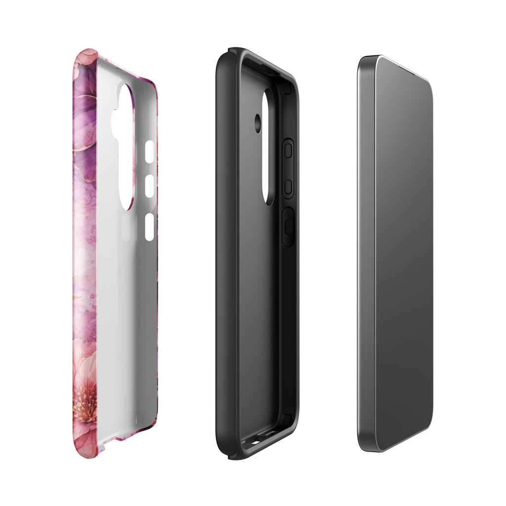 Pink Watercolor Floral Tough Case for Samsung Galaxy S24