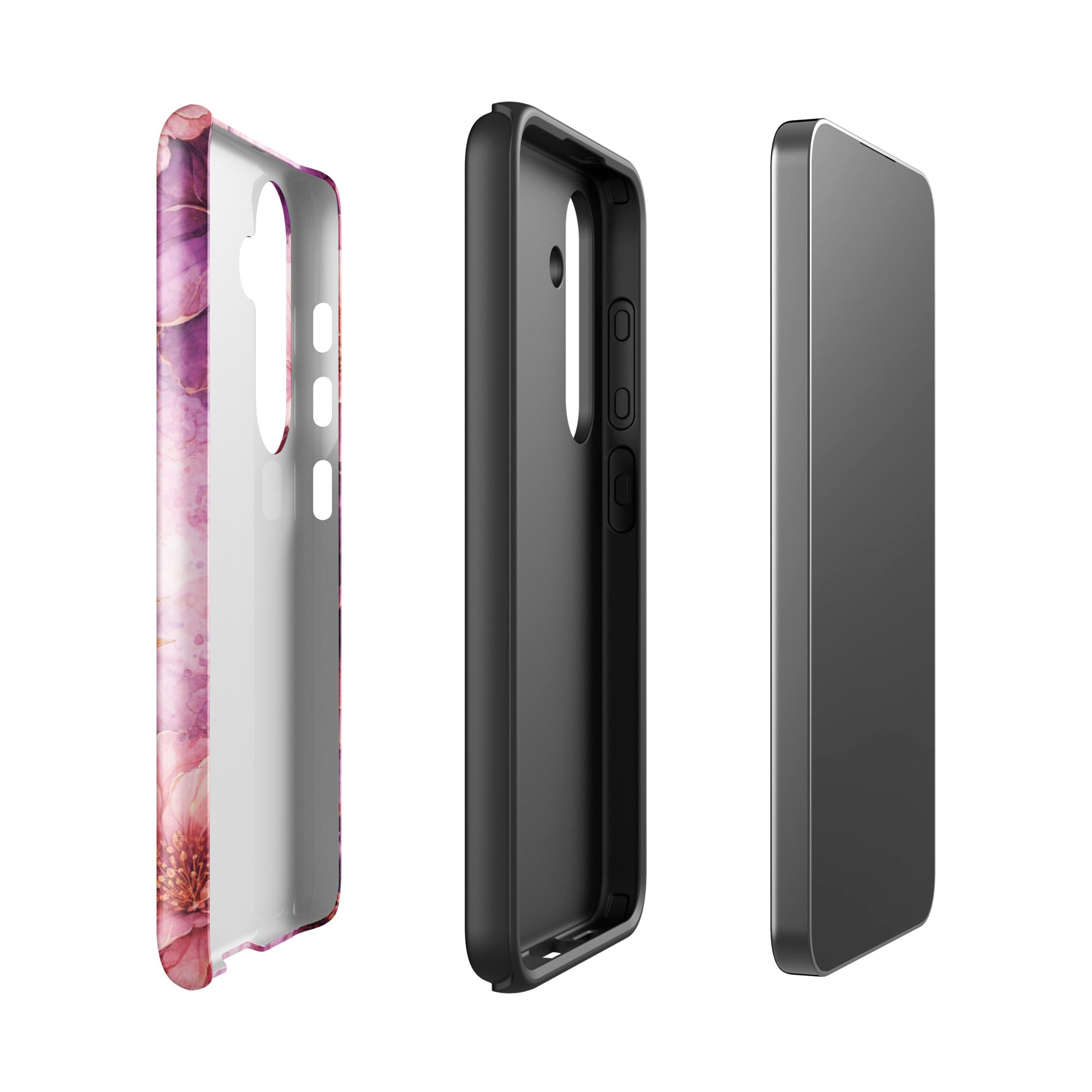 Pink Watercolor Floral Tough Case for Samsung Galaxy S24