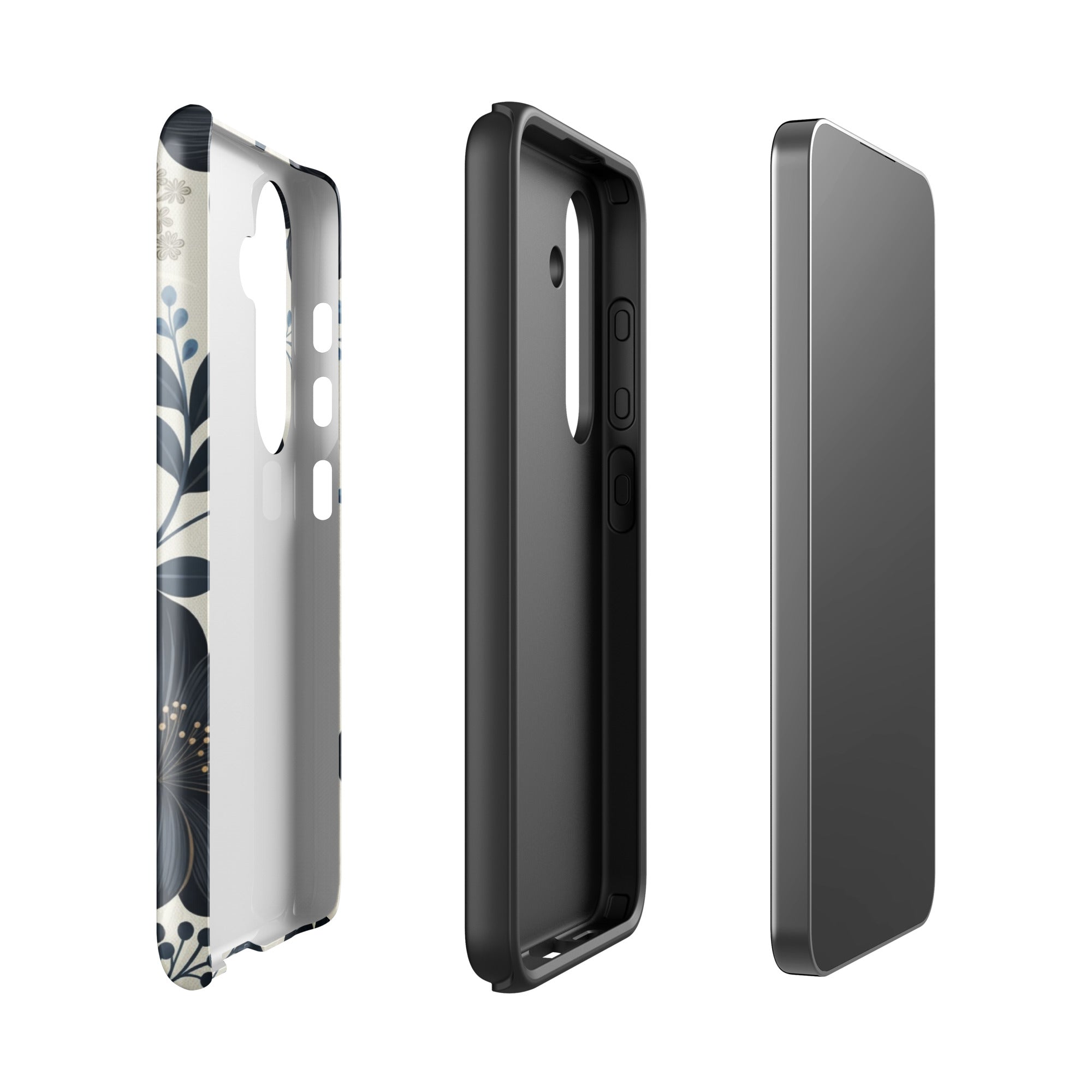 Elegant Blue Floral Tough Case for Samsung Galaxy S24