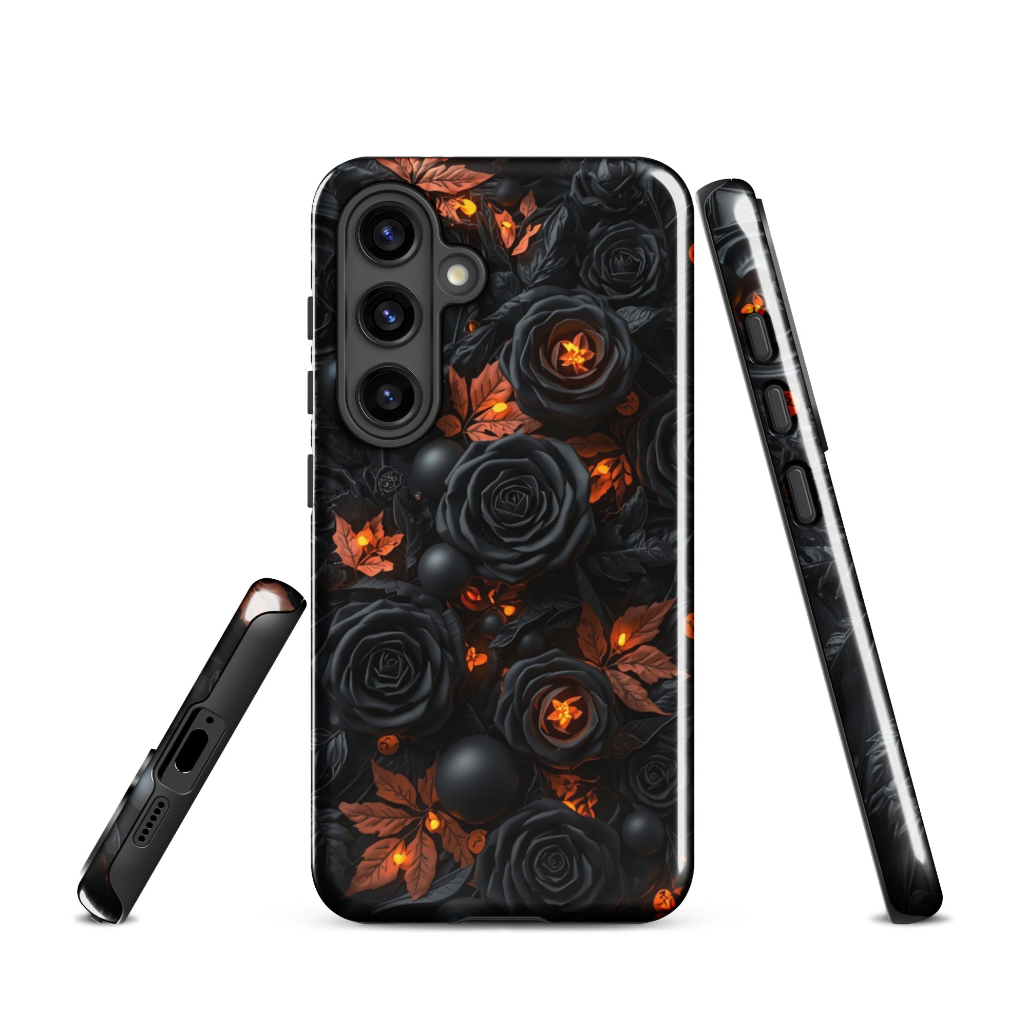 Dark Floral Glow Tough Case for Samsung Galaxy S24