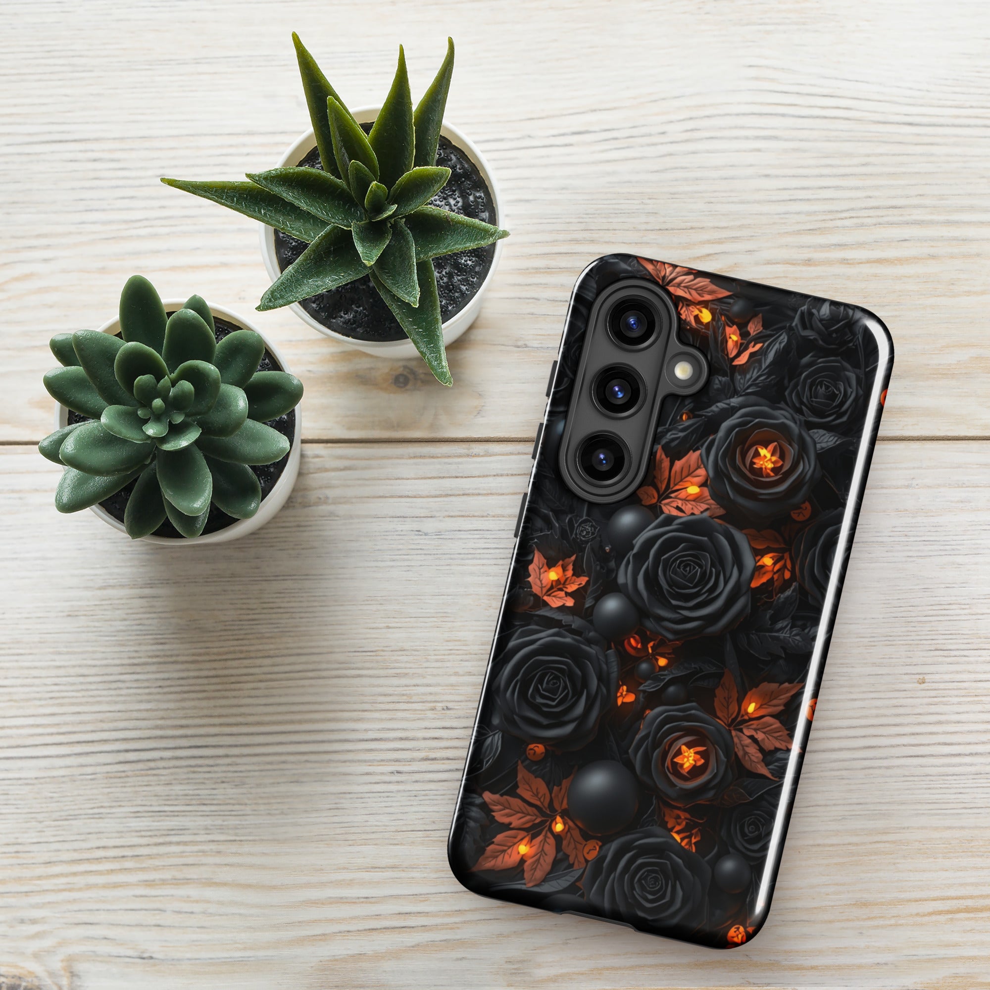 Dark Floral Glow Tough Case for Samsung Galaxy S24