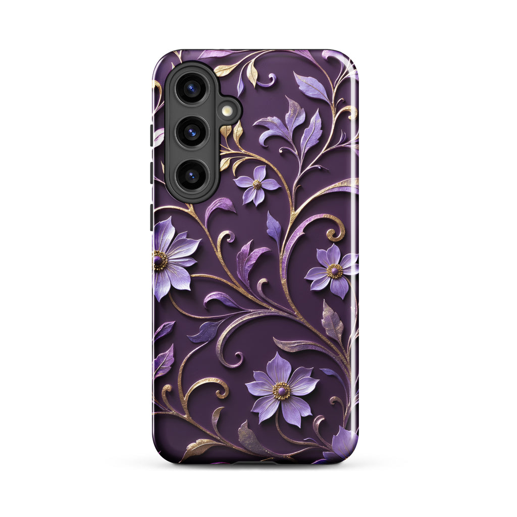 Royal Violet Filigree Tough Case for Samsung Galaxy S24 Plus – Dual Layer Protective Phone Case (Glossy or Matte)