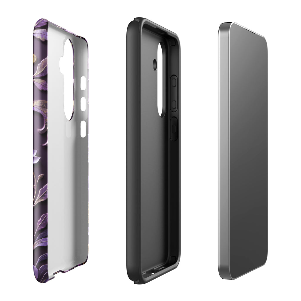 Royal Violet Filigree Tough Case for Samsung Galaxy S24 Plus – Dual Layer Protective Phone Case (Glossy or Matte)