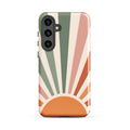 Retro Sunrise Tough Case for Samsung Galaxy S24 Plus – Dual Layer Protective Phone Case (Glossy or Matte)