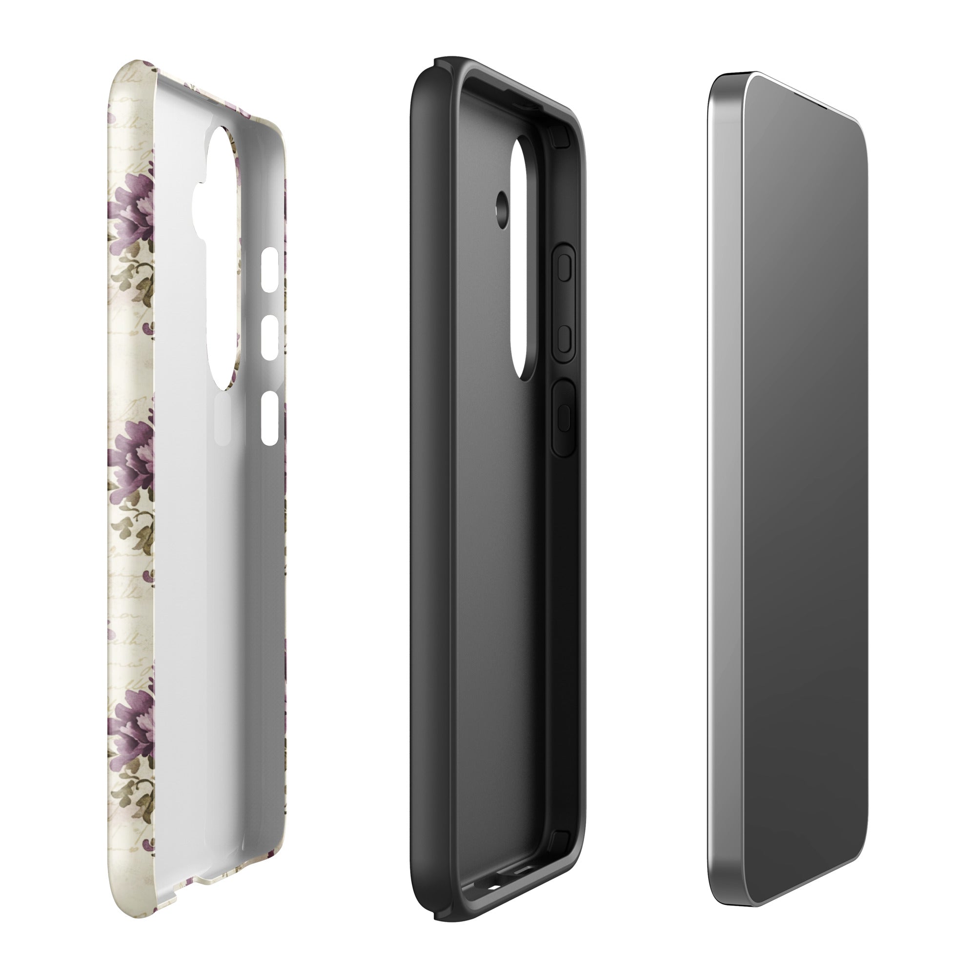 Vintage Floral Damask Tough Case for Samsung Galaxy S24 Plus – Dual Layer Protective Phone Case (Glossy or Matte)
