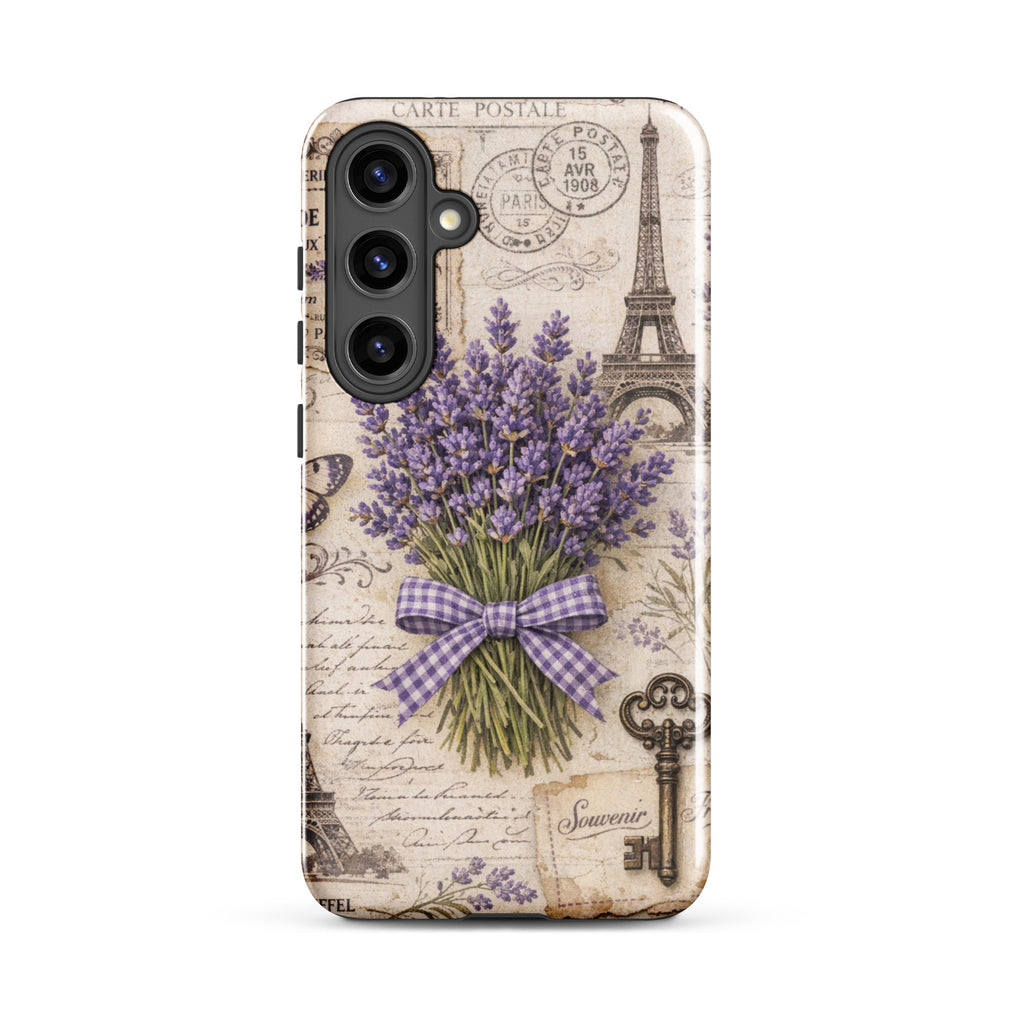 Vintage Paris Lavender Tough Case for Samsung Galaxy S24 Plus – Dual Layer Protective Phone Case (Glossy or Matte)