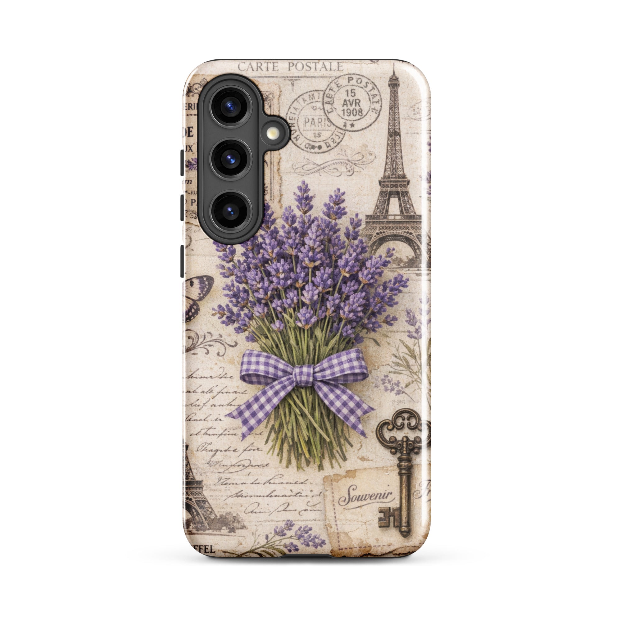 Vintage Paris Lavender Tough Case for Samsung Galaxy S24 Plus – Dual Layer Protective Phone Case (Glossy or Matte)